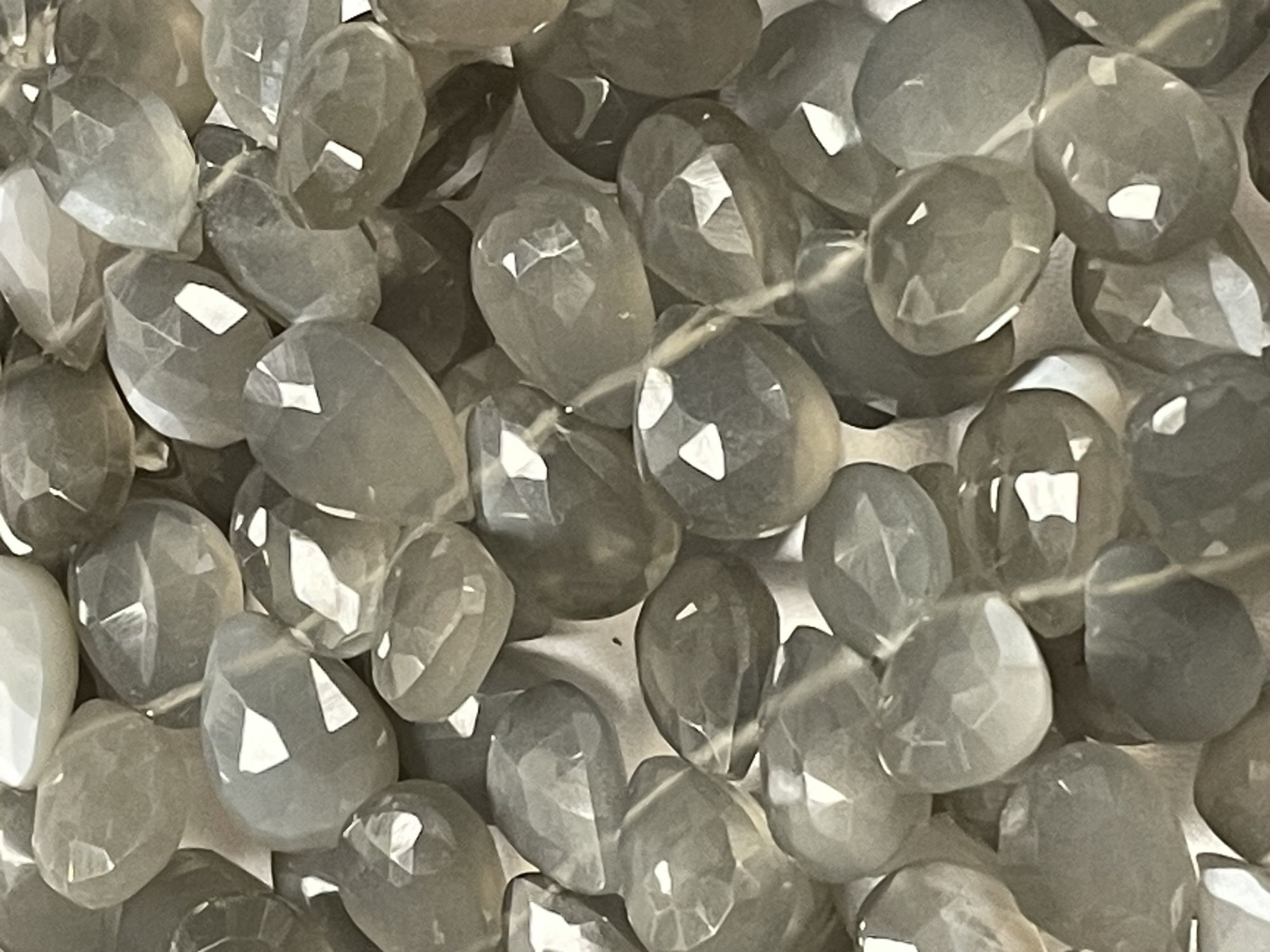Grey Moonstone Pear Faceted