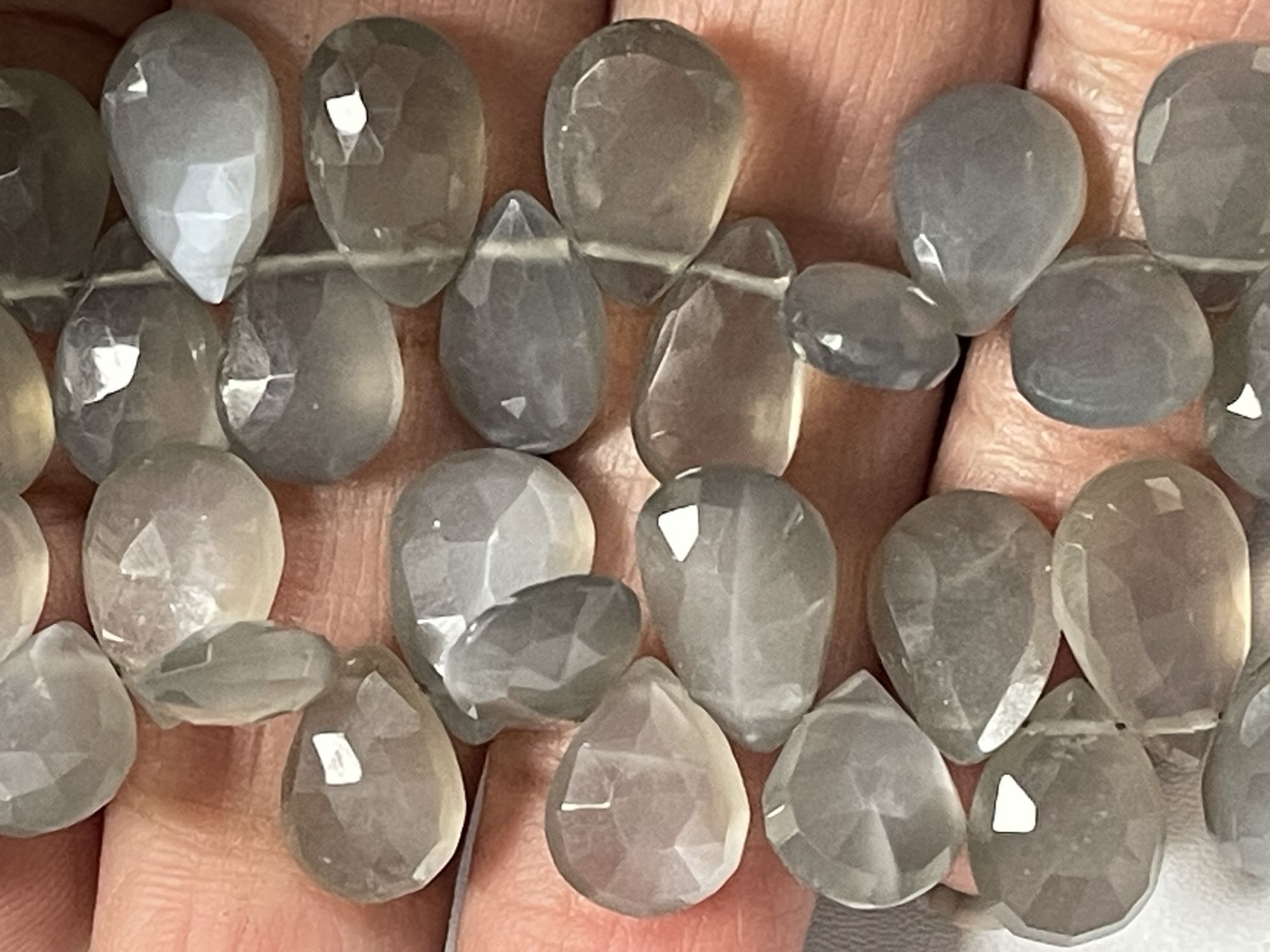 Grey Moonstone Pear Faceted