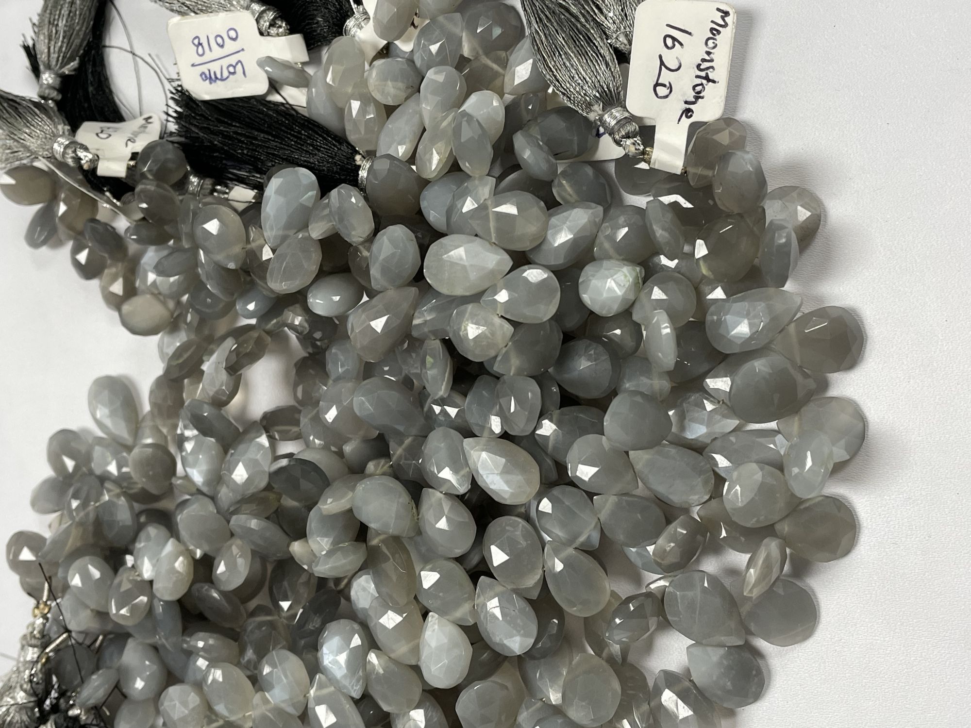 Grey Moonstone Pear Faceted