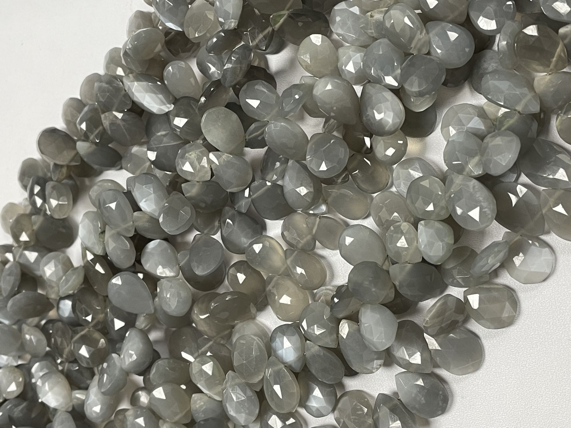 Grey Moonstone Pear Faceted