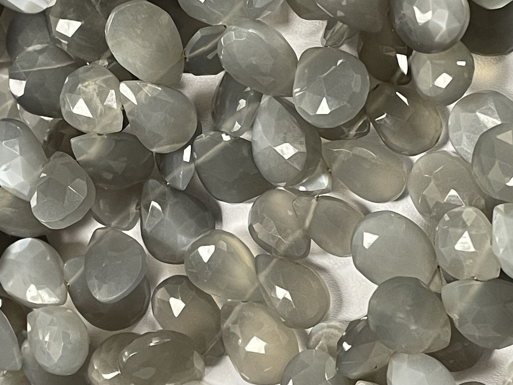 Grey Moonstone Pear Faceted