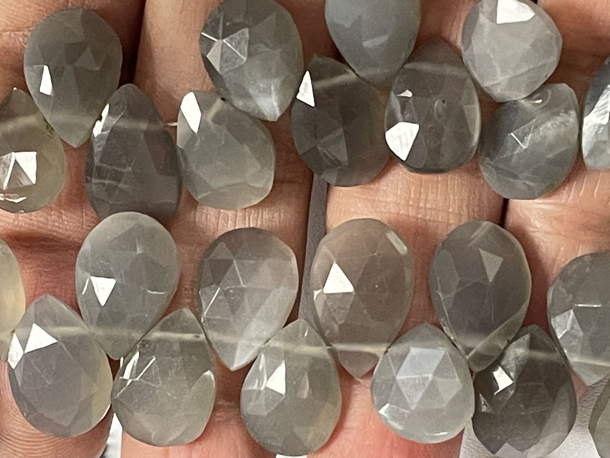 Grey Moonstone Pear Faceted