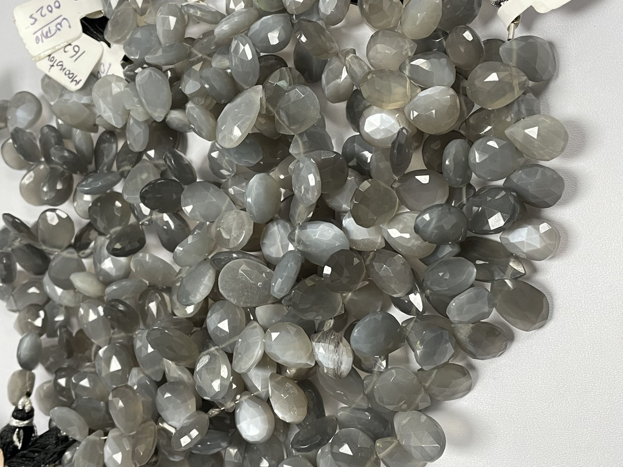 Grey Moonstone Pear Faceted