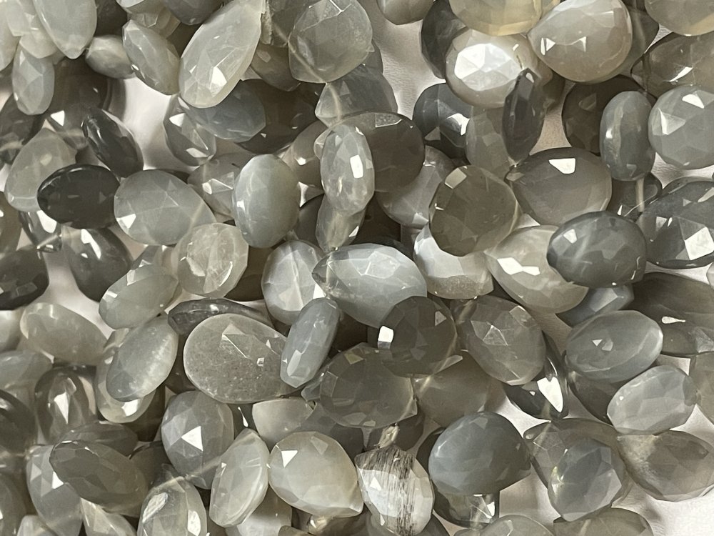 Grey Moonstone Pear Faceted