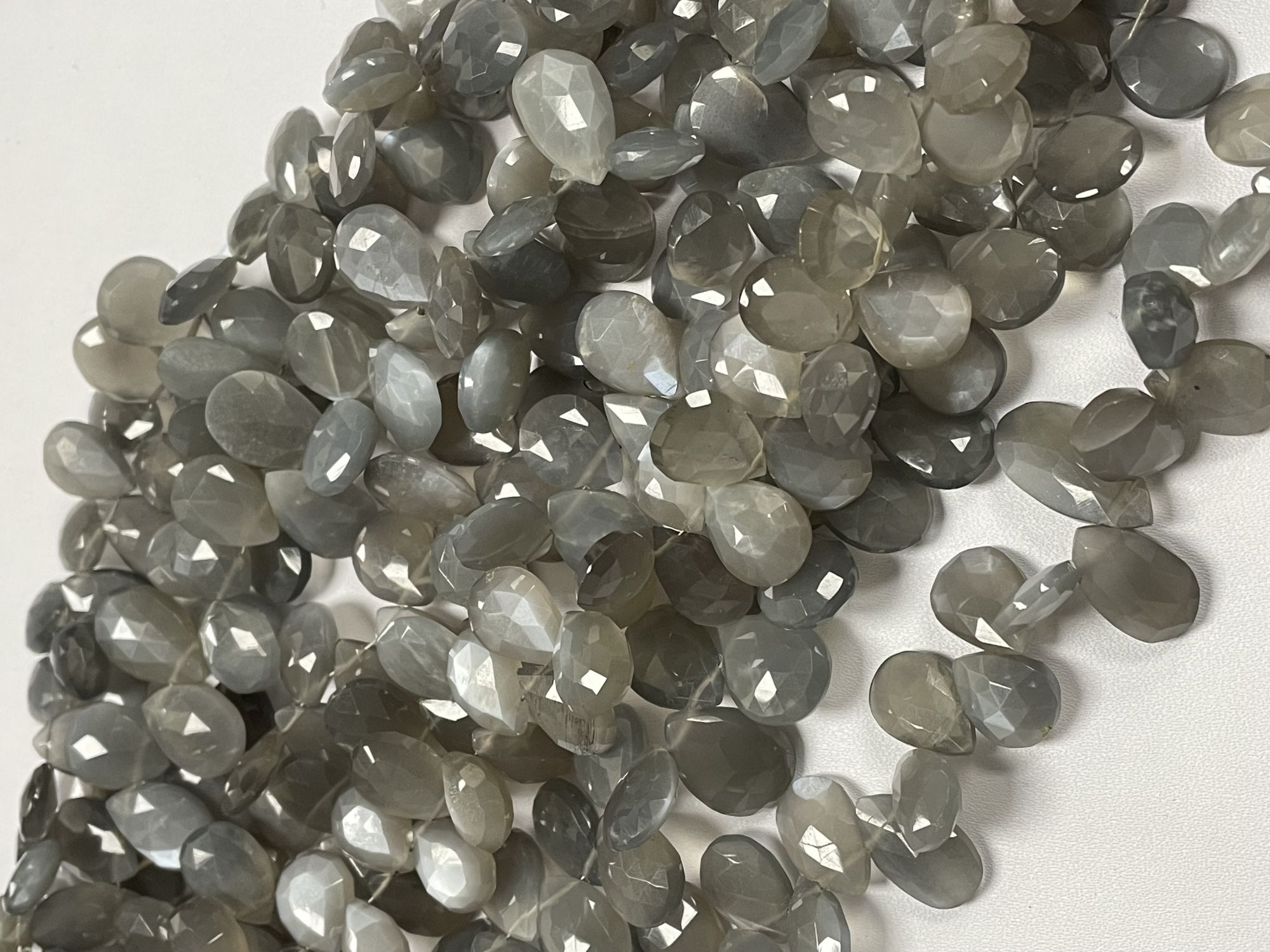 Grey Moonstone Pear Faceted