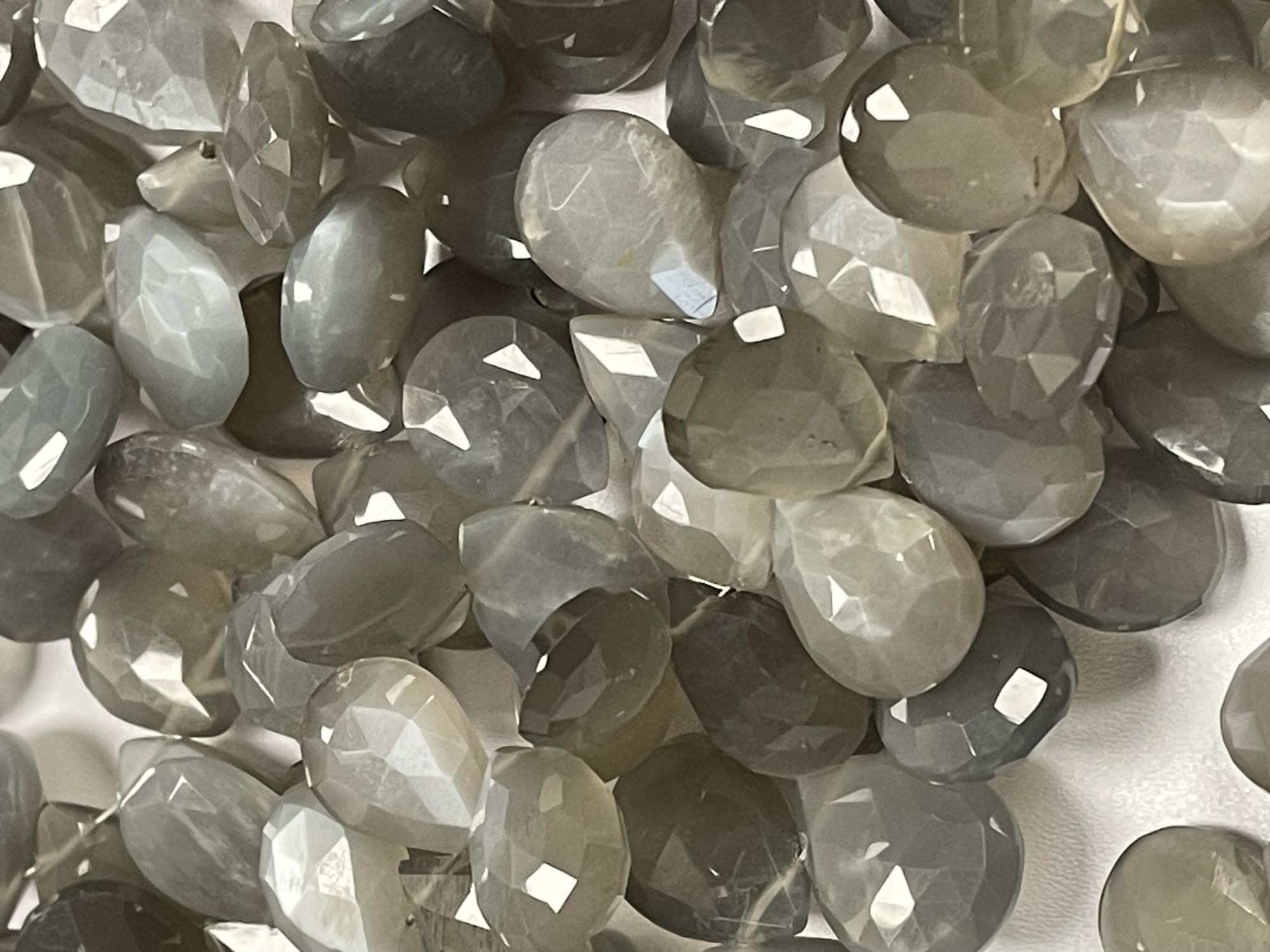 Grey Moonstone Pear Faceted