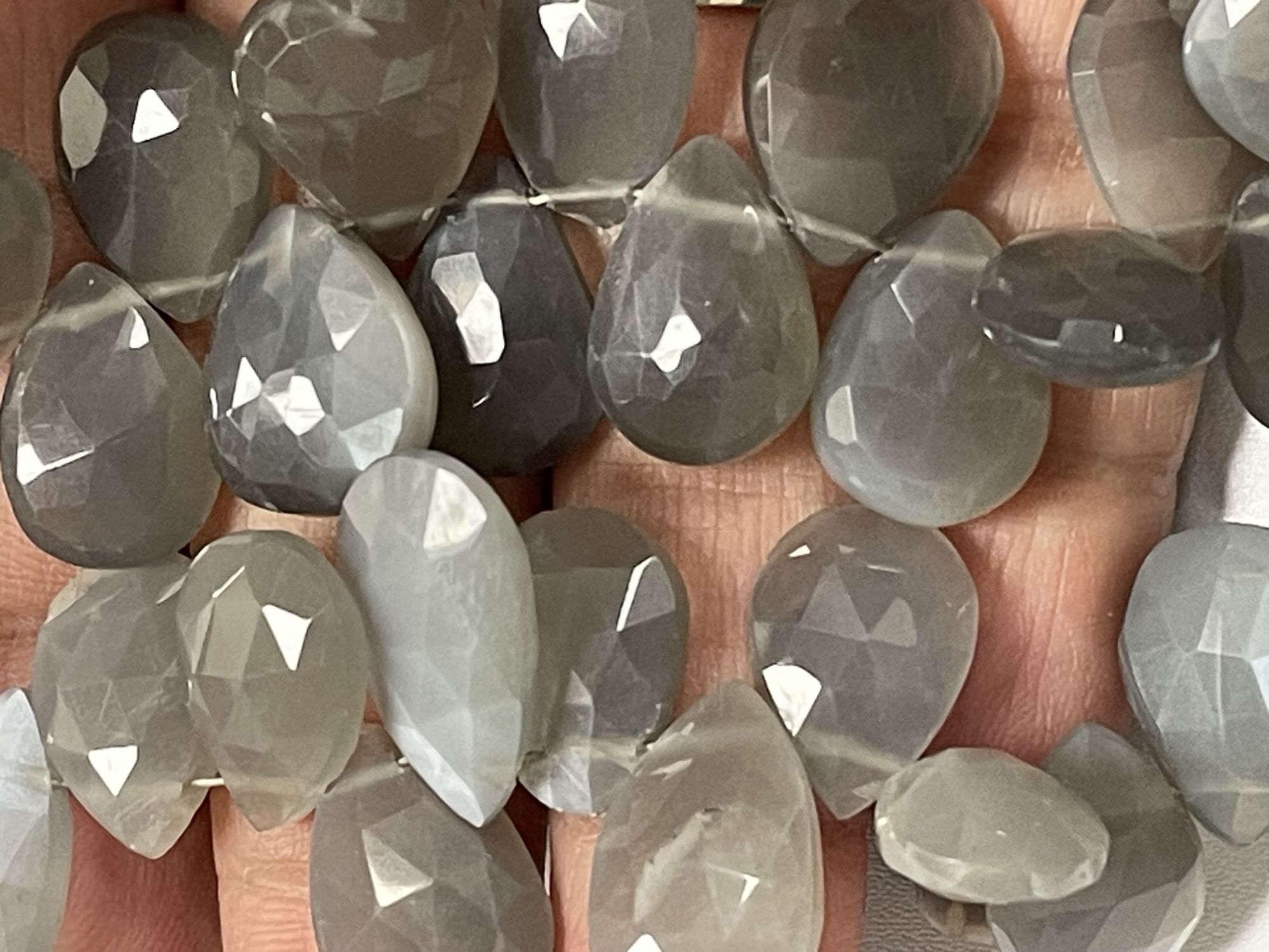 Grey Moonstone Pear Faceted