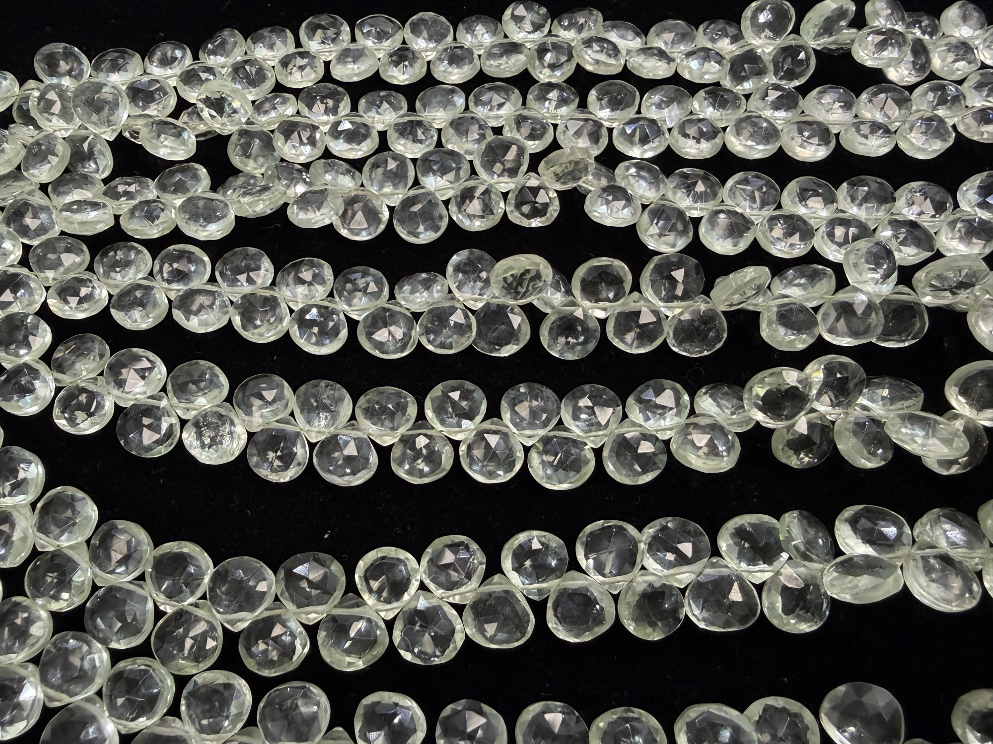 Green Amethyst Hearts Faceted