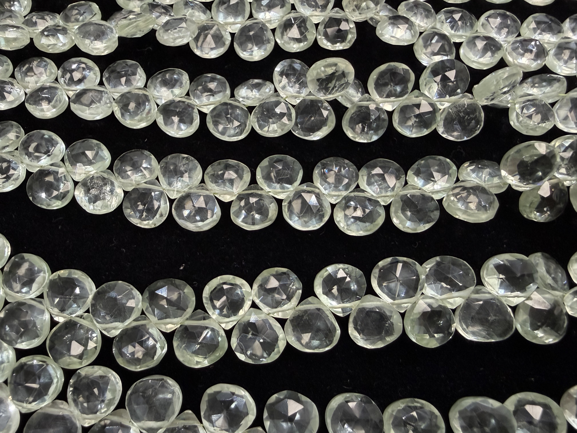 Green Amethyst Hearts Faceted