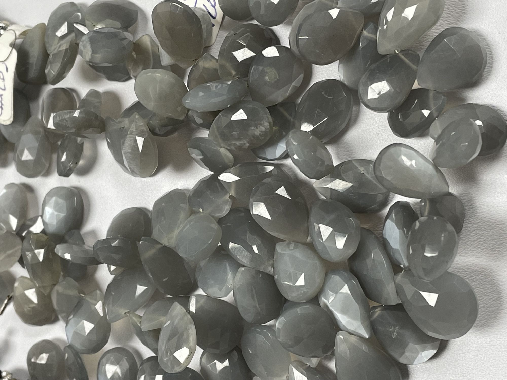 Grey Moonstone Pear Faceted