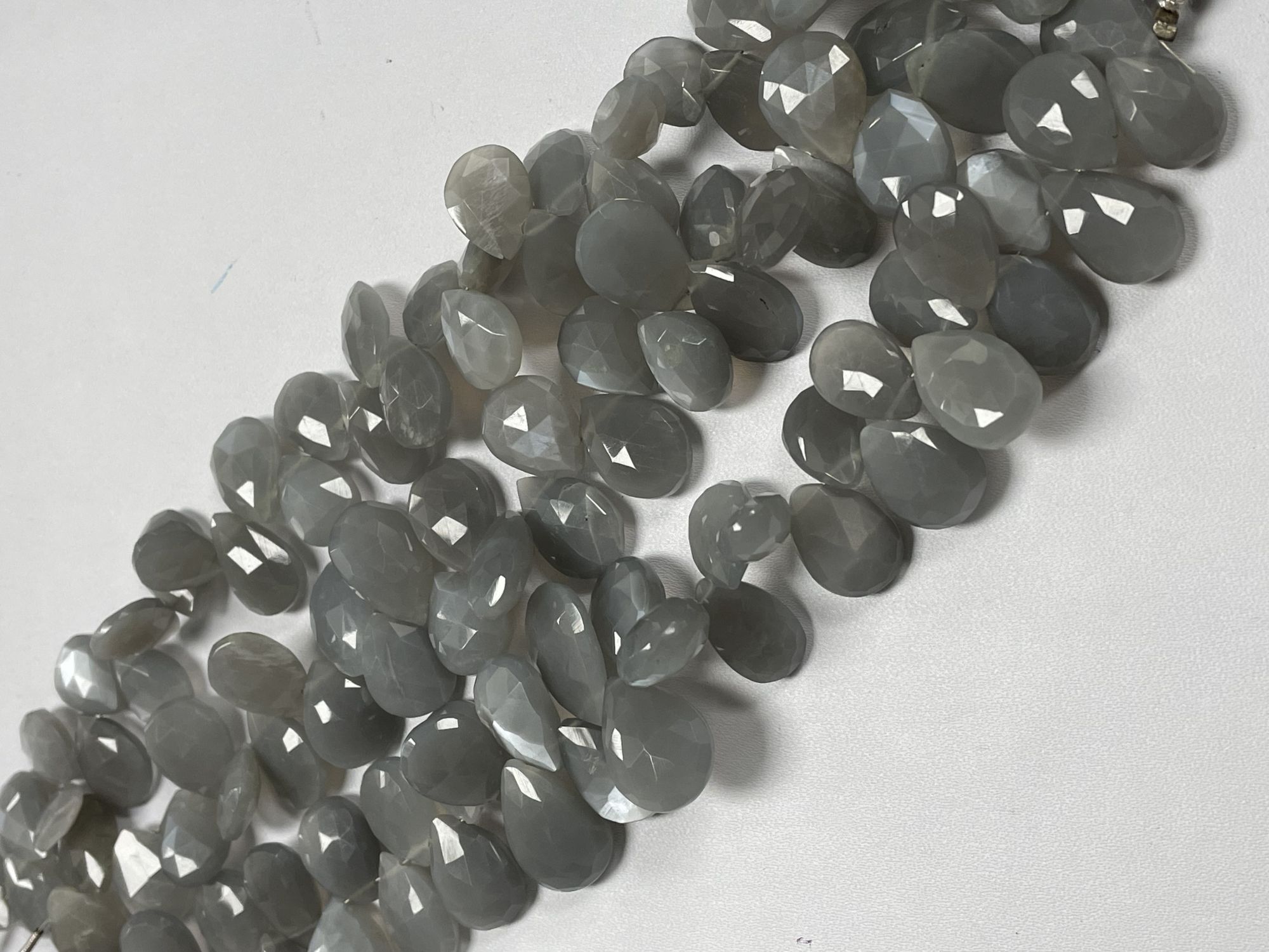 Grey Moonstone Pear Faceted