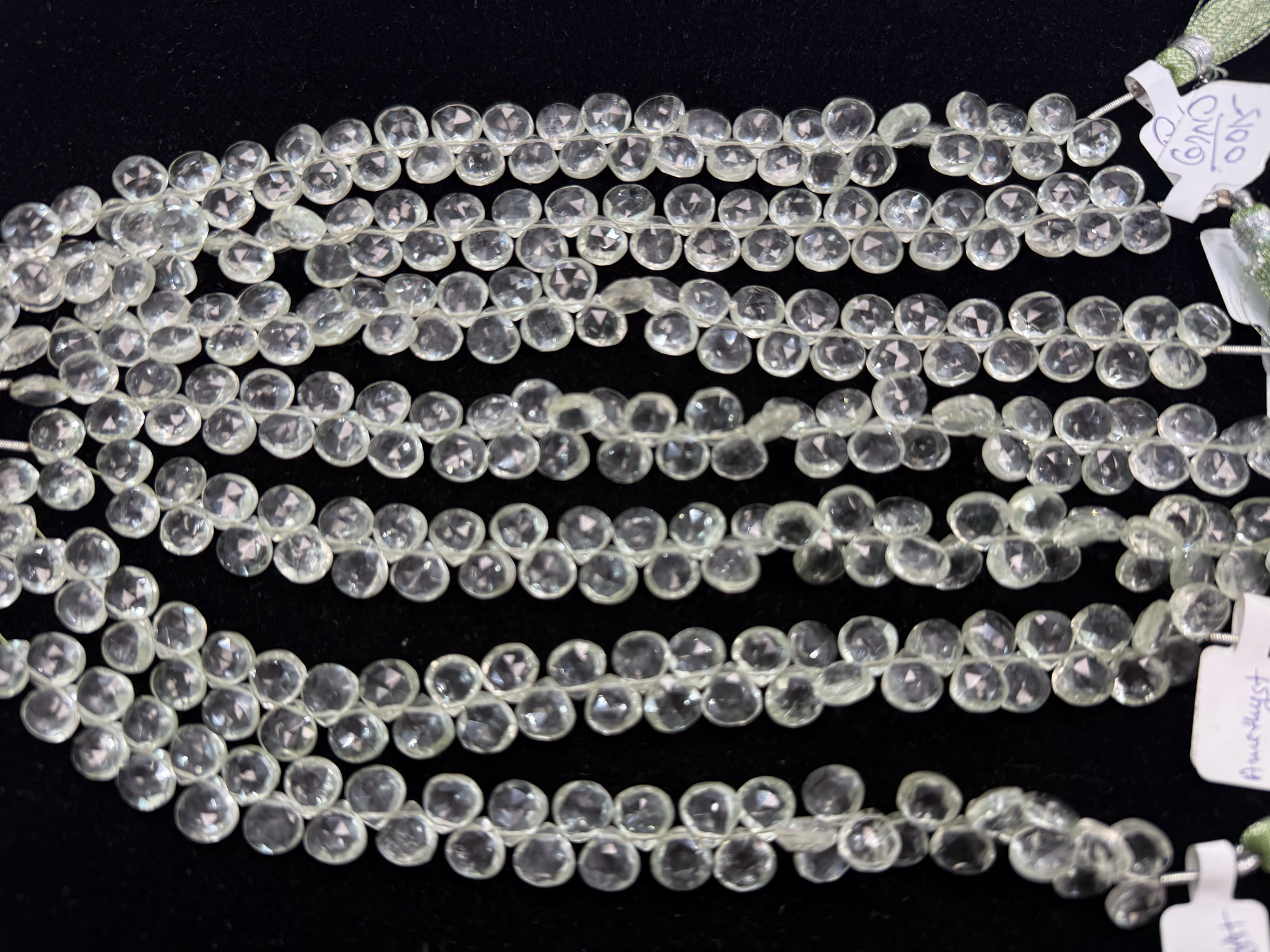 Green Amethyst Hearts Faceted