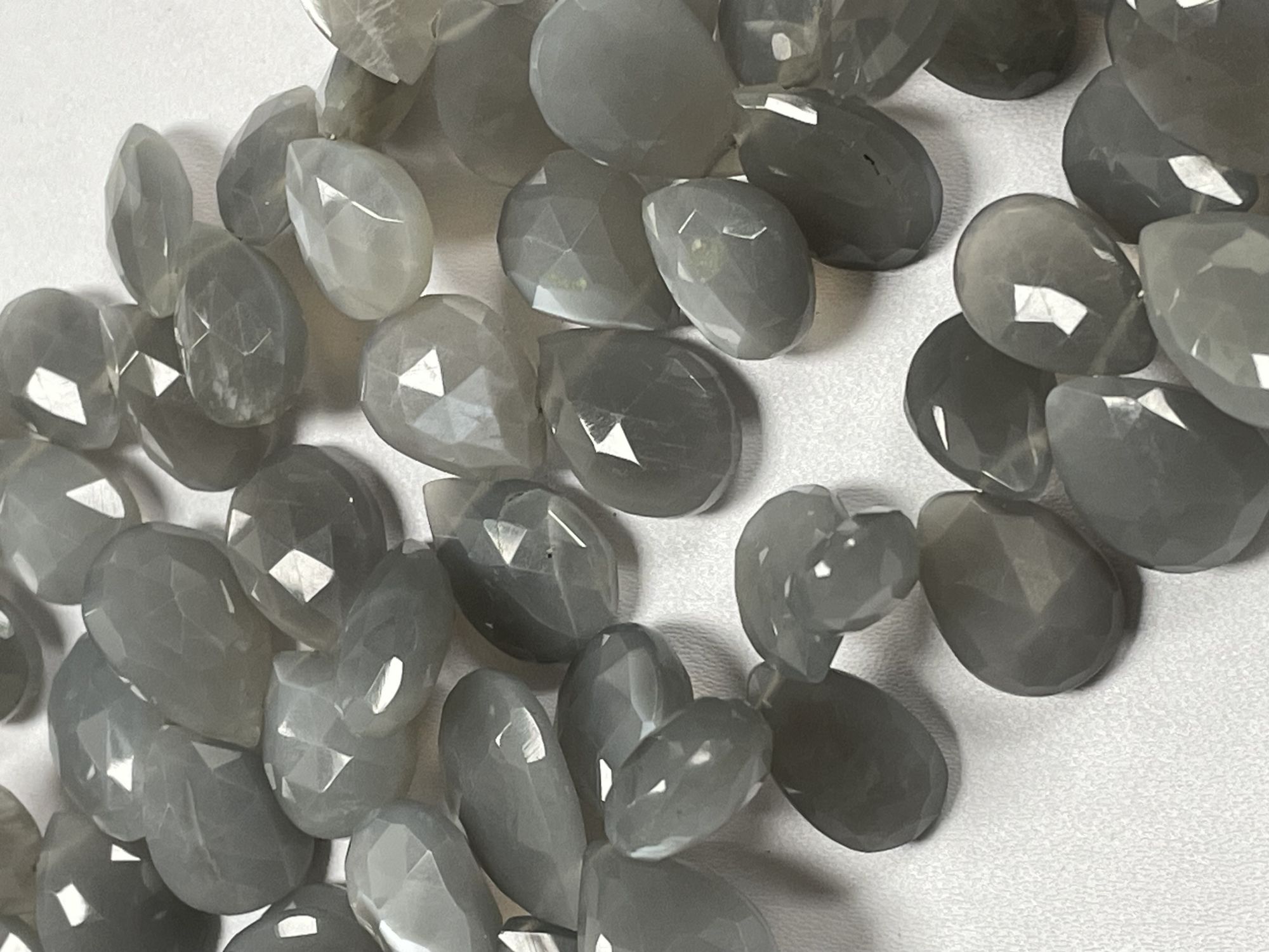 Grey Moonstone Pear Faceted