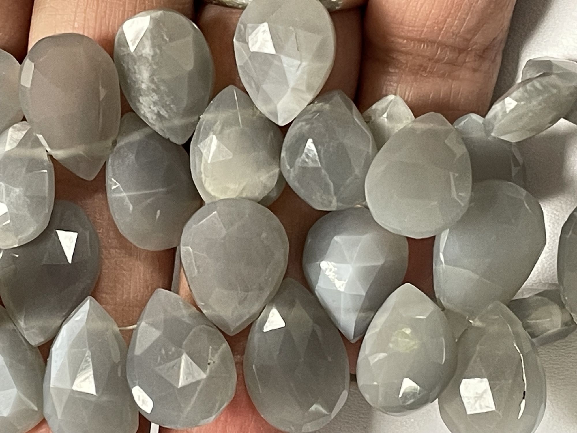 Grey Moonstone Pear Faceted