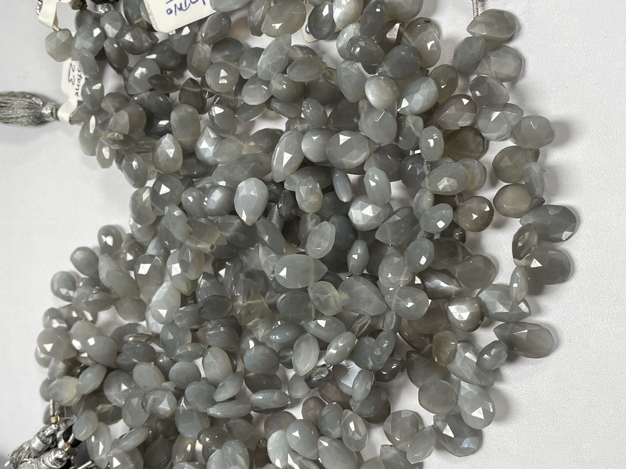 Grey Moonstone Pear Faceted