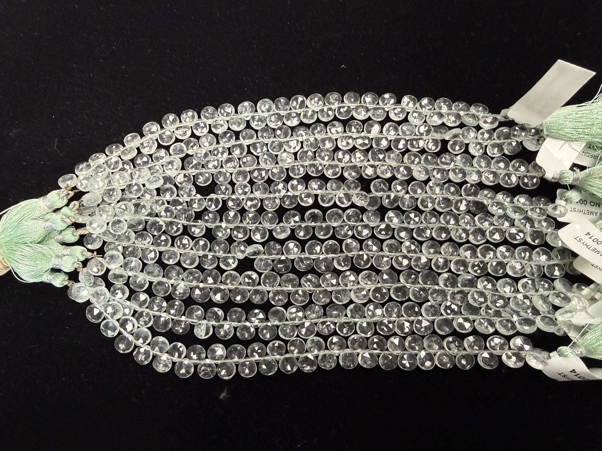 Green Amethyst Hearts Faceted