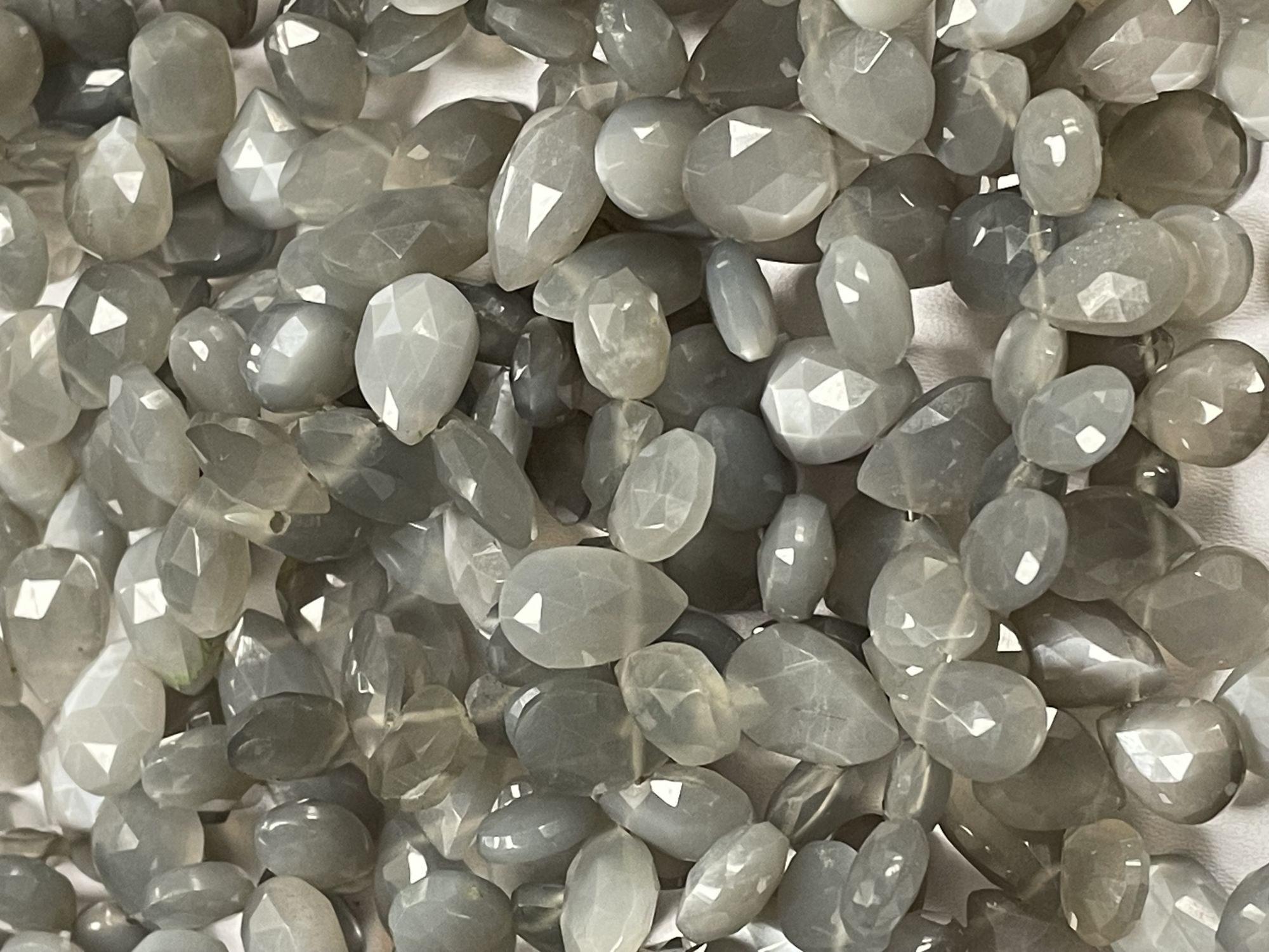 Grey Moonstone Pear Faceted