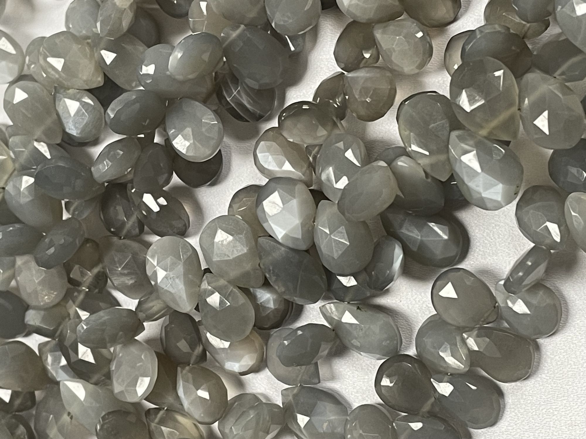 Grey Moonstone Pear Faceted