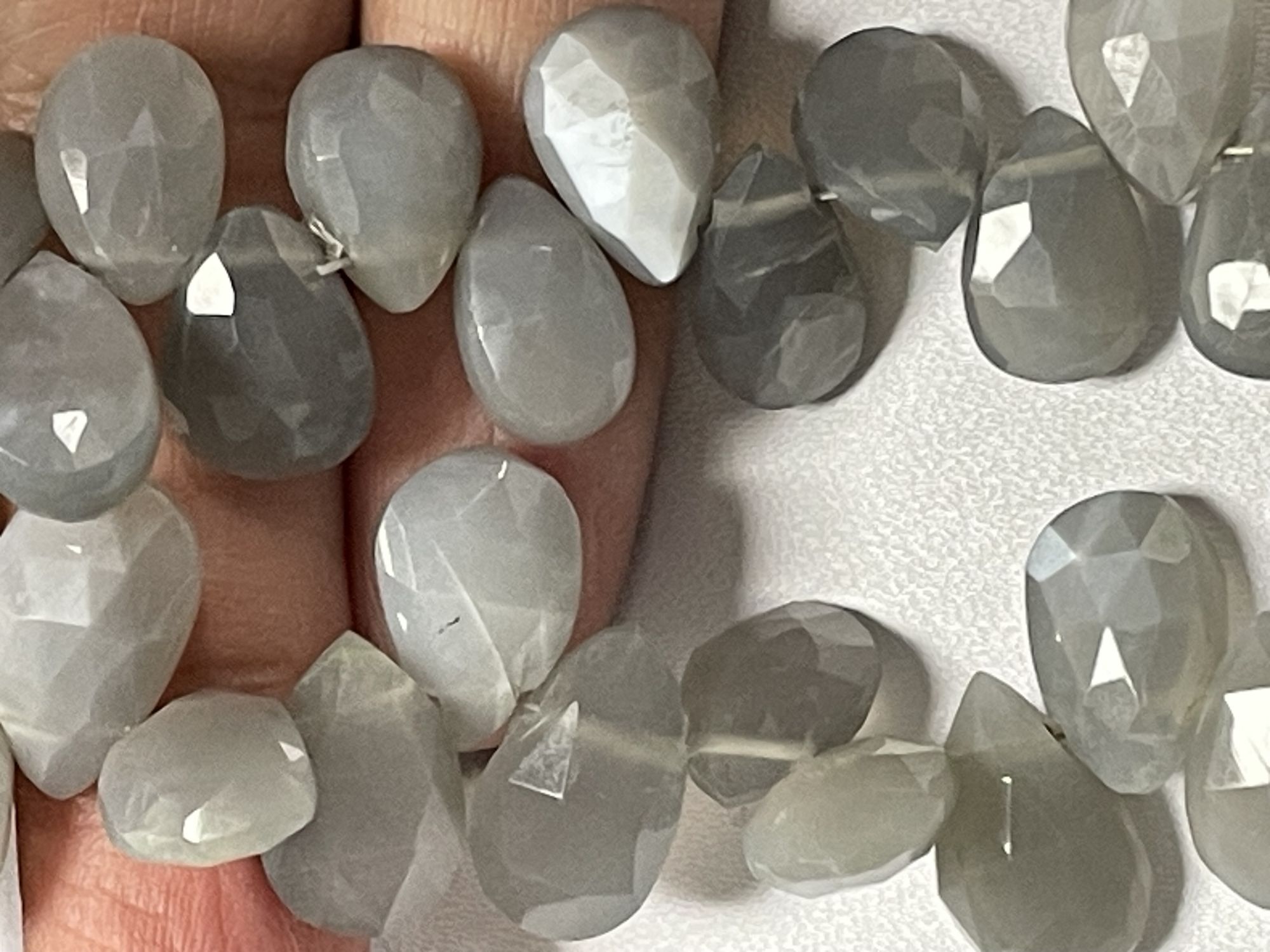 Grey Moonstone Pear Faceted