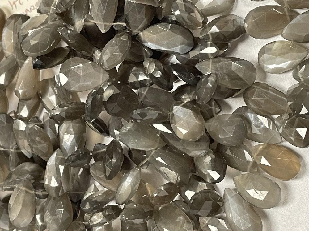 Grey Moonstone Pear Faceted