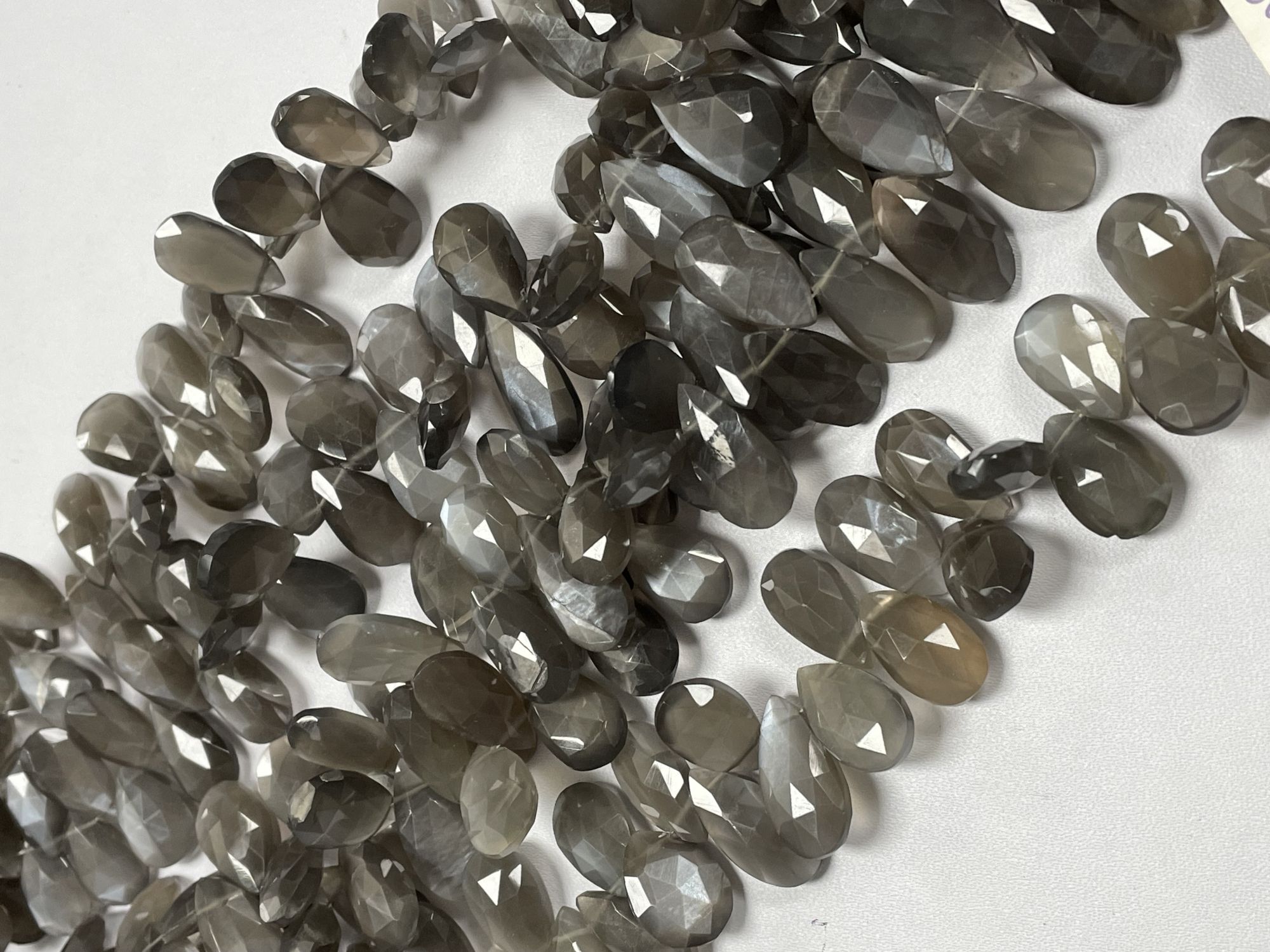 Grey Moonstone Pear Faceted