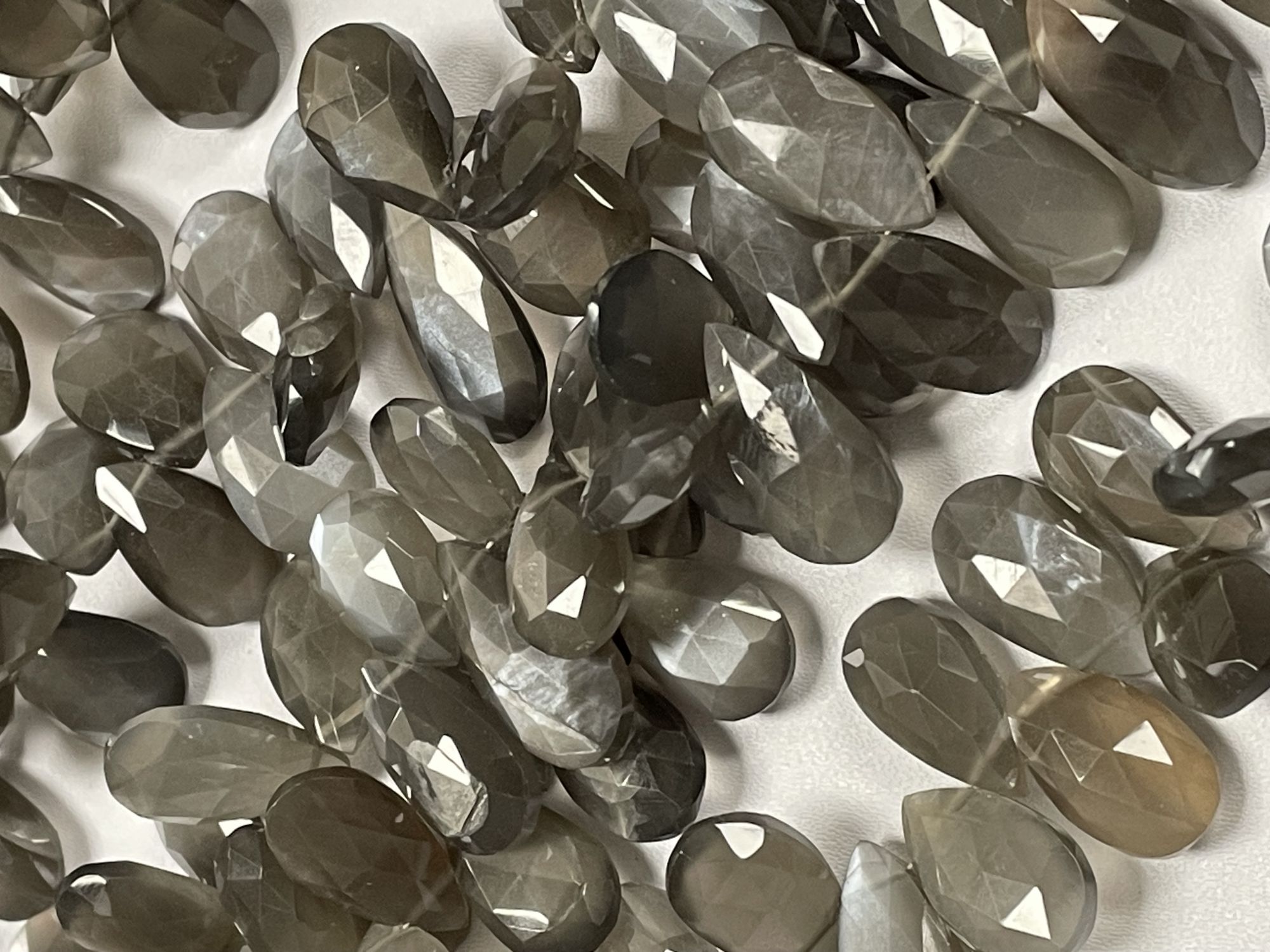 Grey Moonstone Pear Faceted