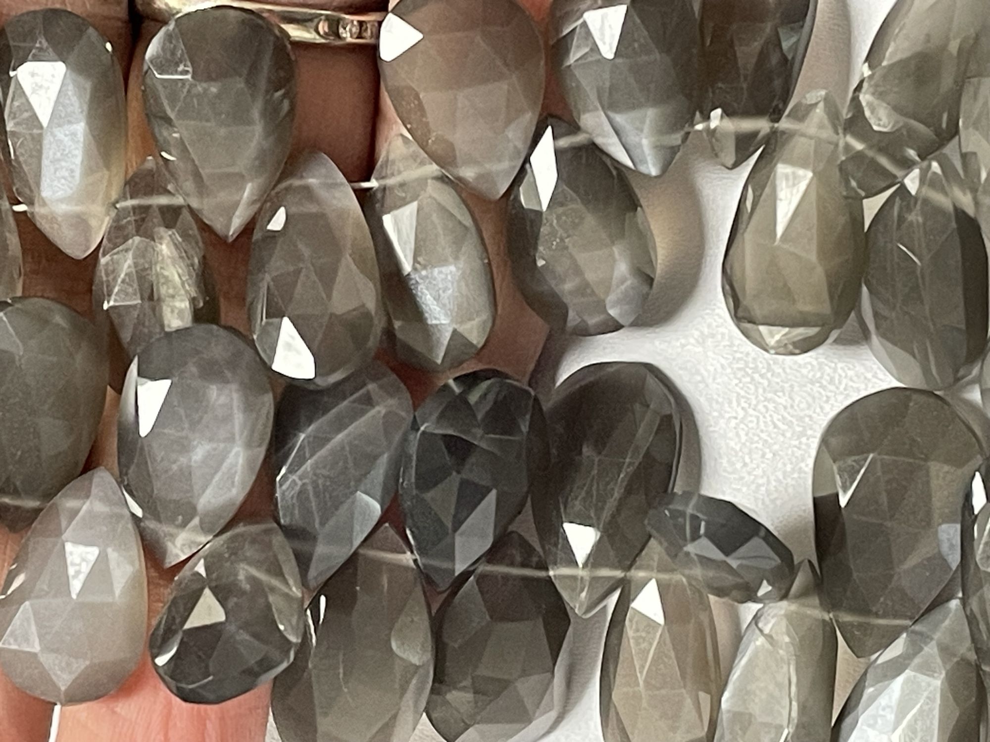 Grey Moonstone Pear Faceted