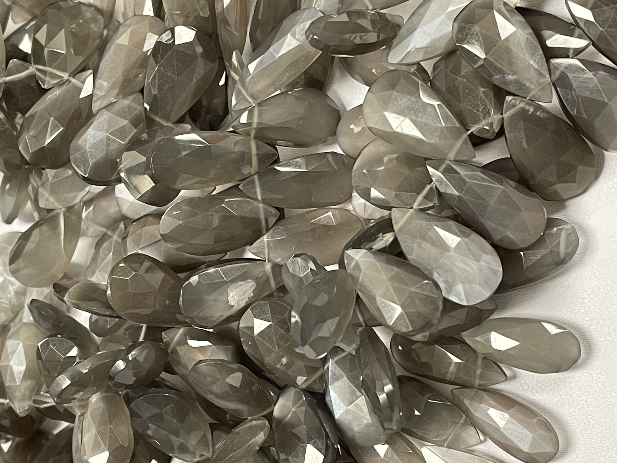 Grey Moonstone Pear Faceted
