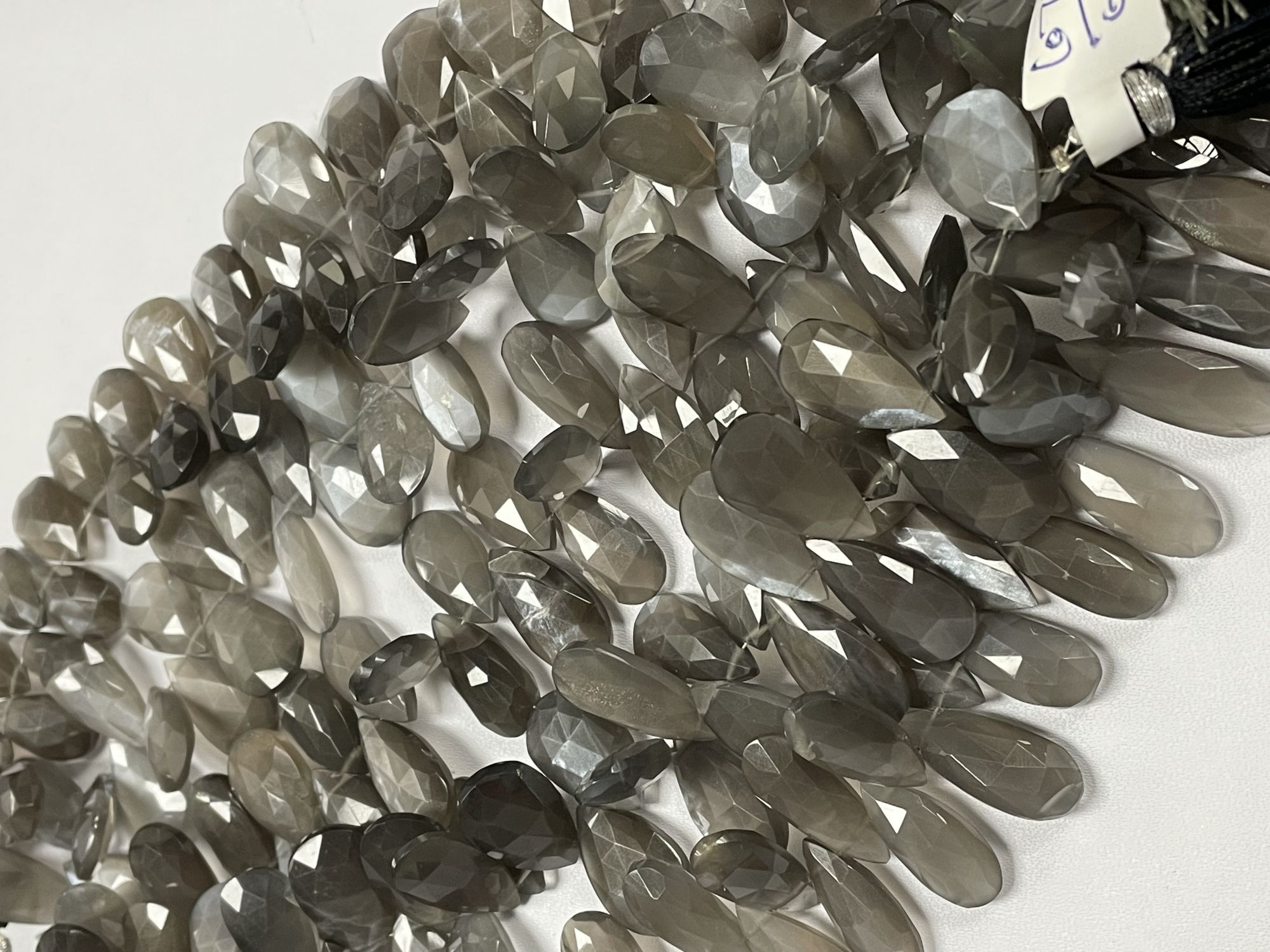 Grey Moonstone Pear Faceted