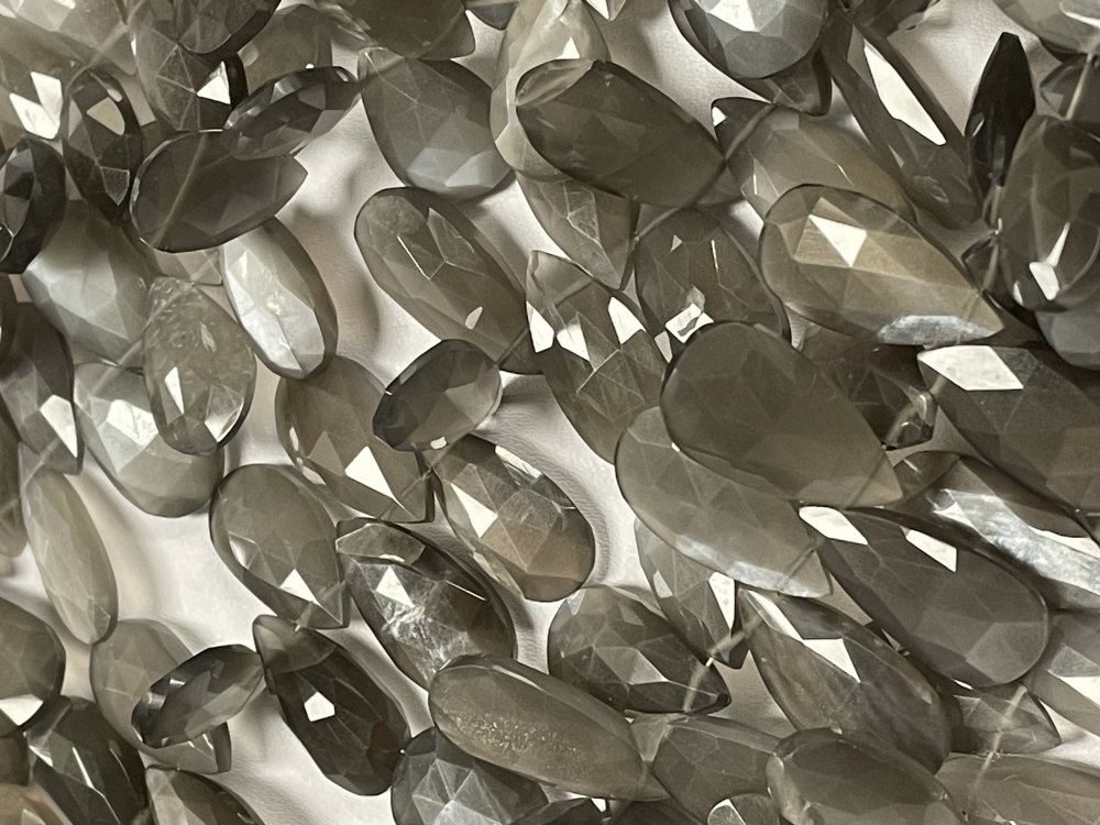 Grey Moonstone Pear Faceted