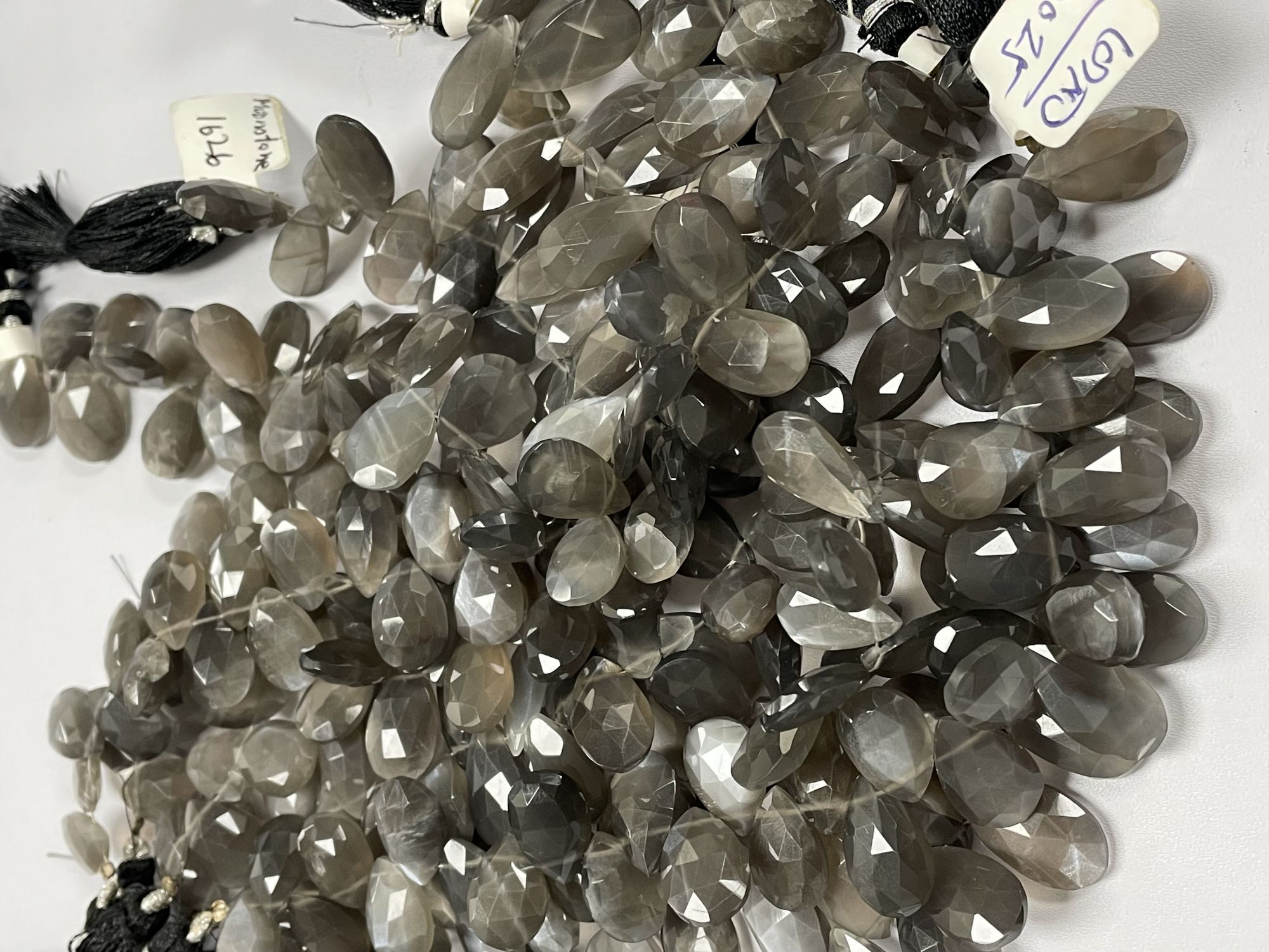Grey Moonstone Pear Faceted