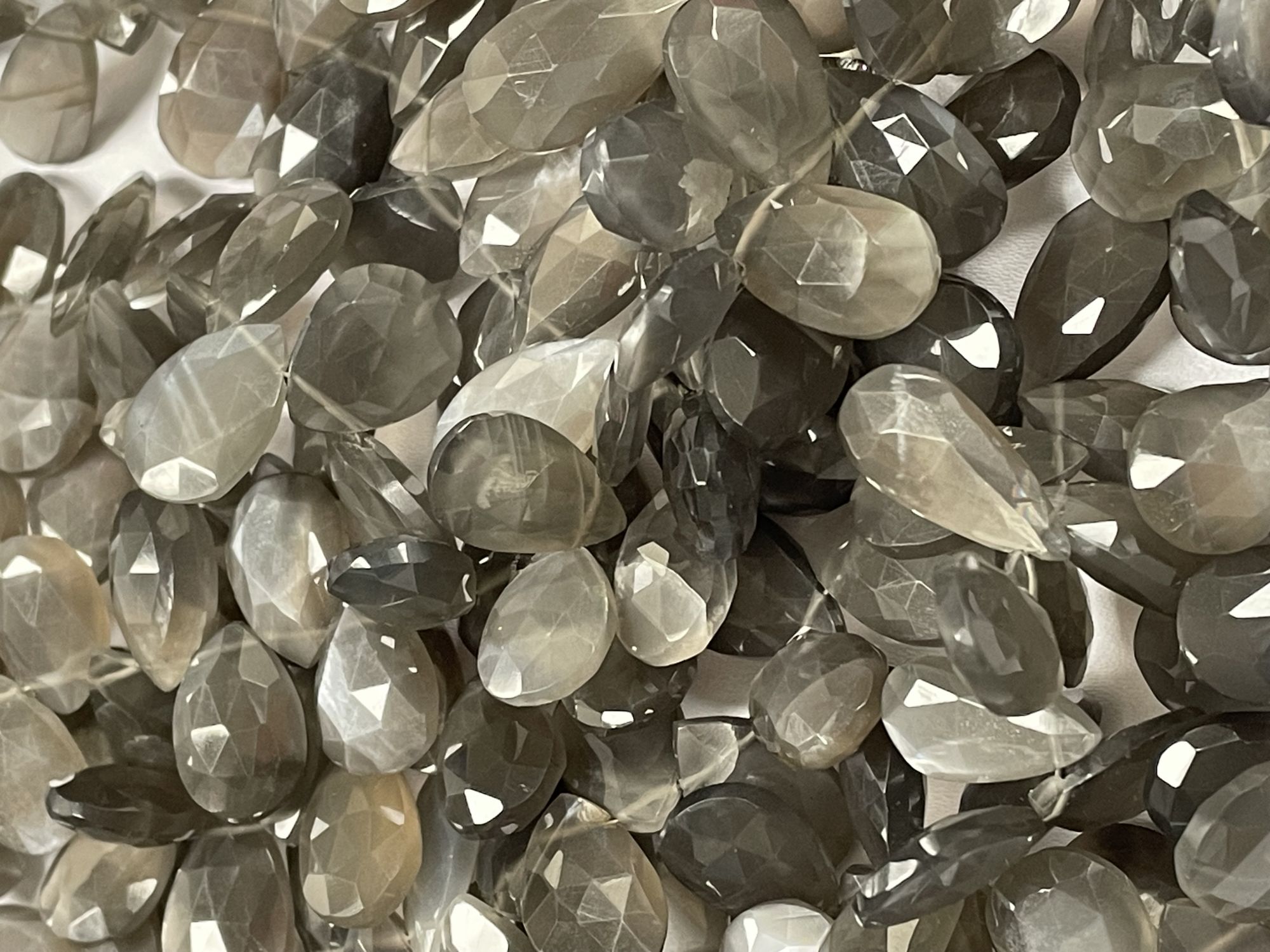 Grey Moonstone Pear Faceted