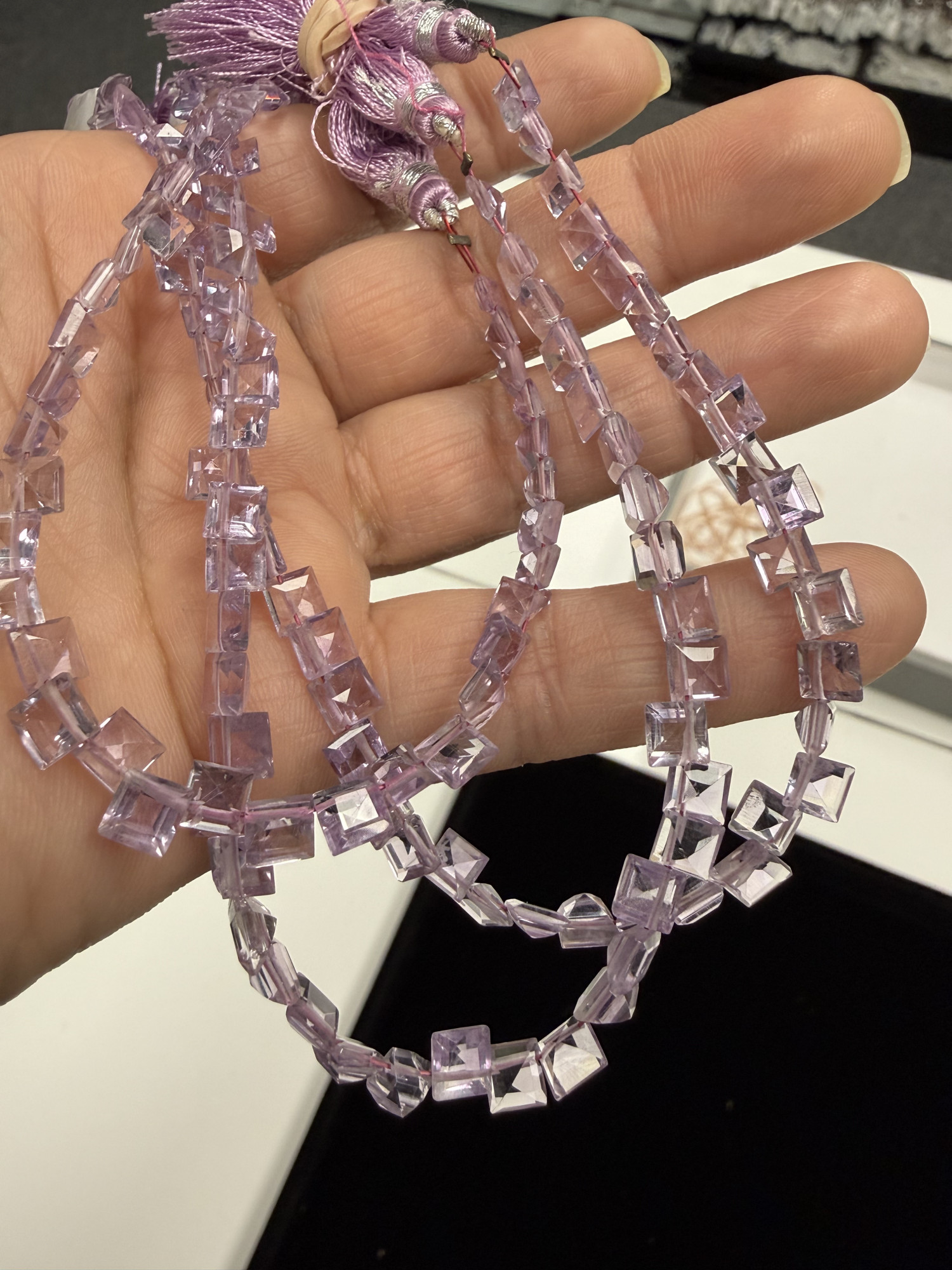 Pink Amethyst Squares Faceted