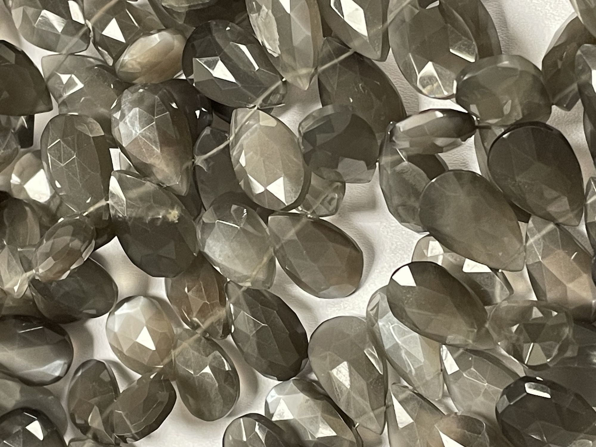 Grey Moonstone Pear Faceted