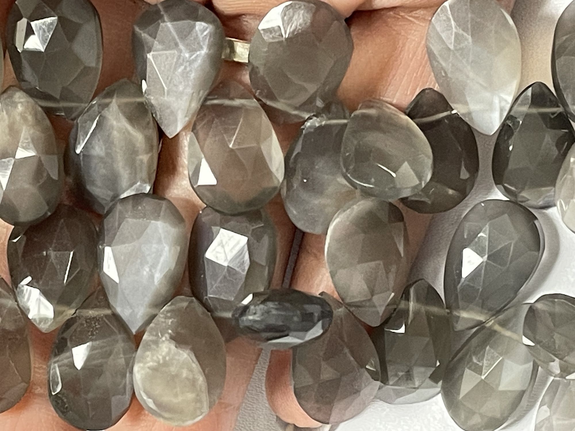 Grey Moonstone Pear Faceted