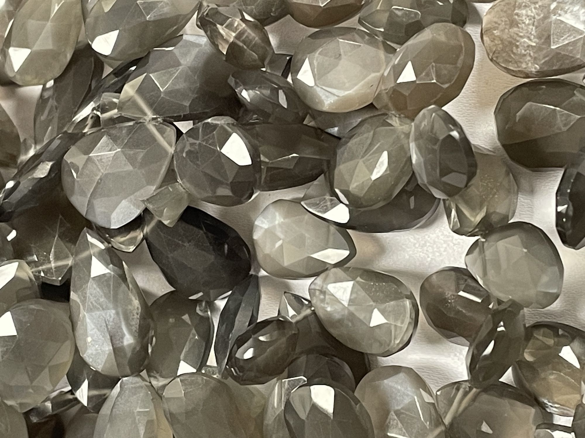 Grey Moonstone Pear Faceted