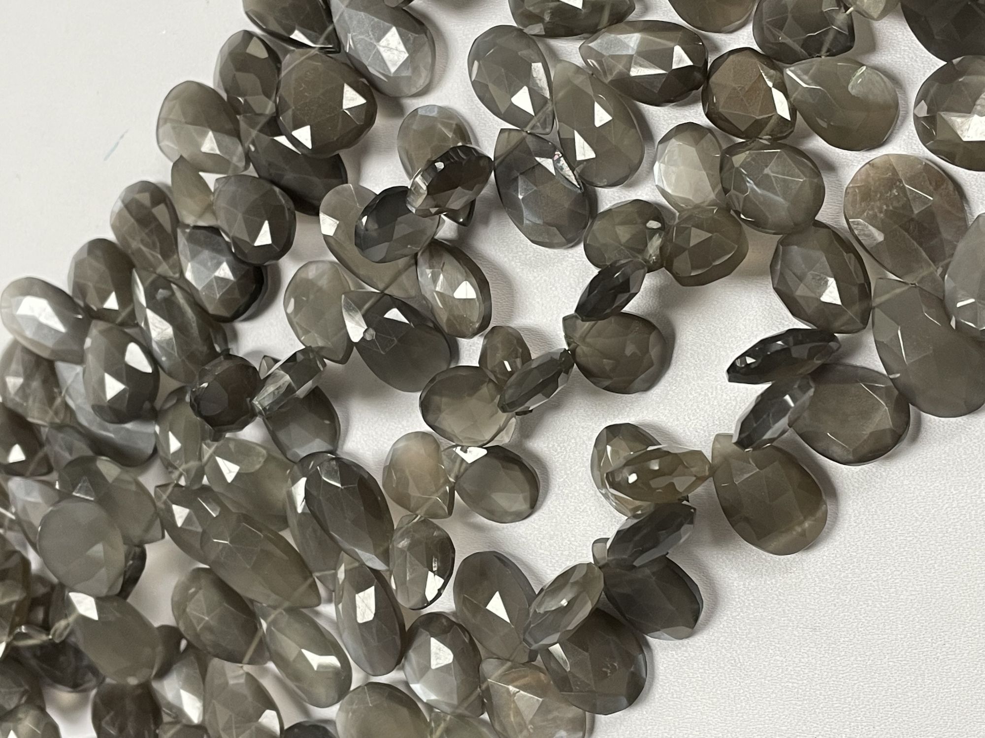 Grey Moonstone Pear Faceted