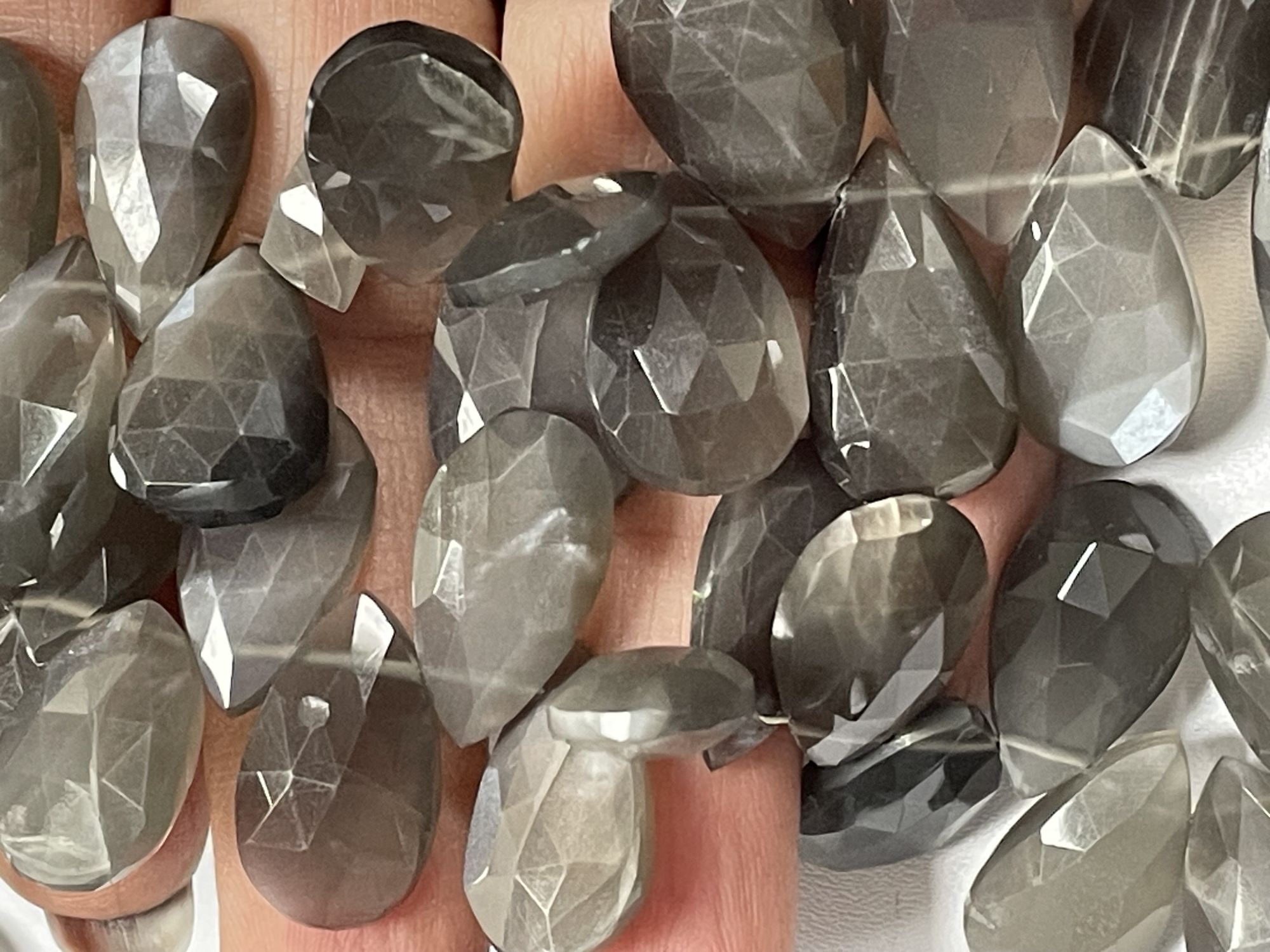 Grey Moonstone Pear Faceted