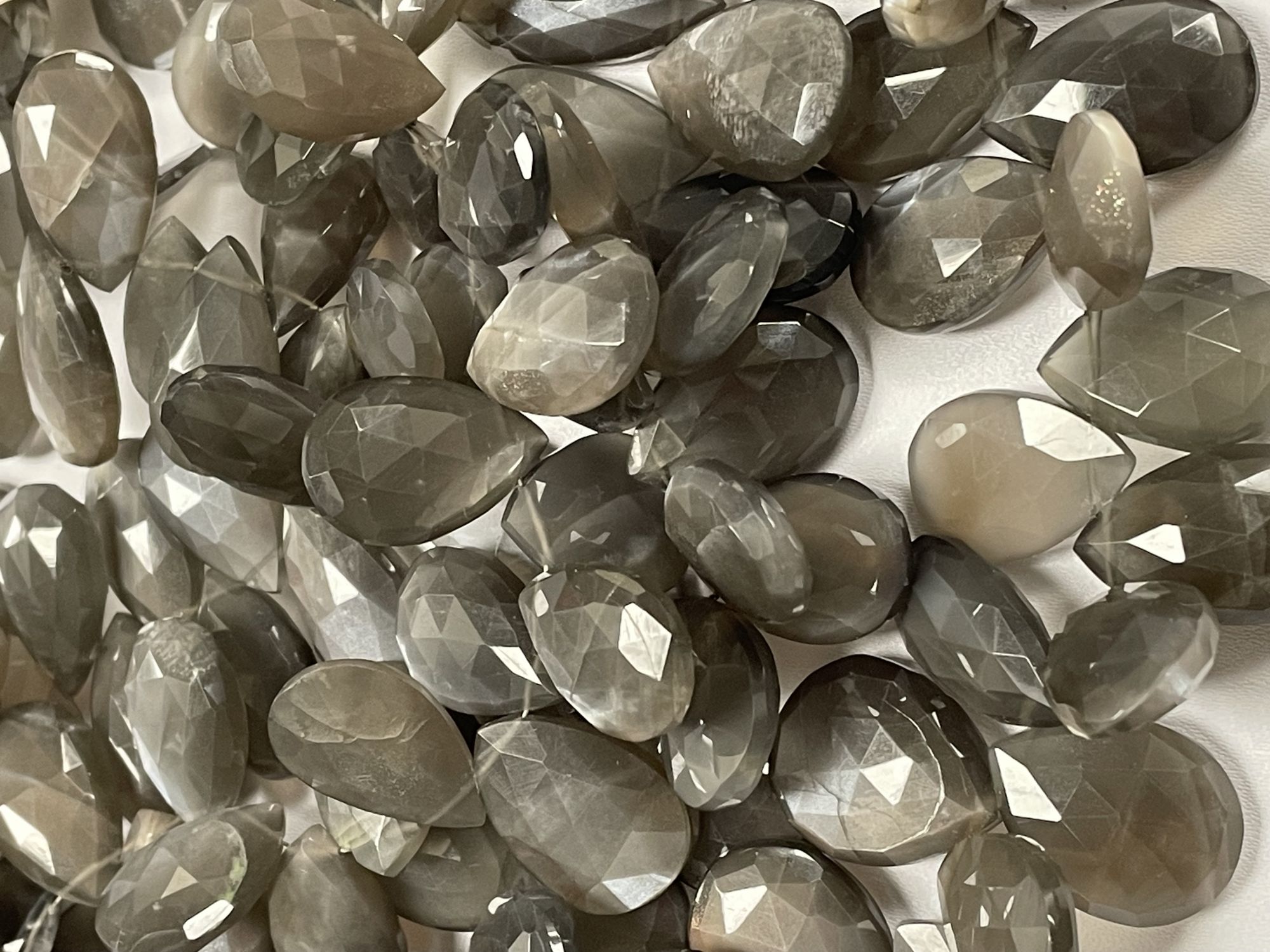 Grey Moonstone Pear Faceted