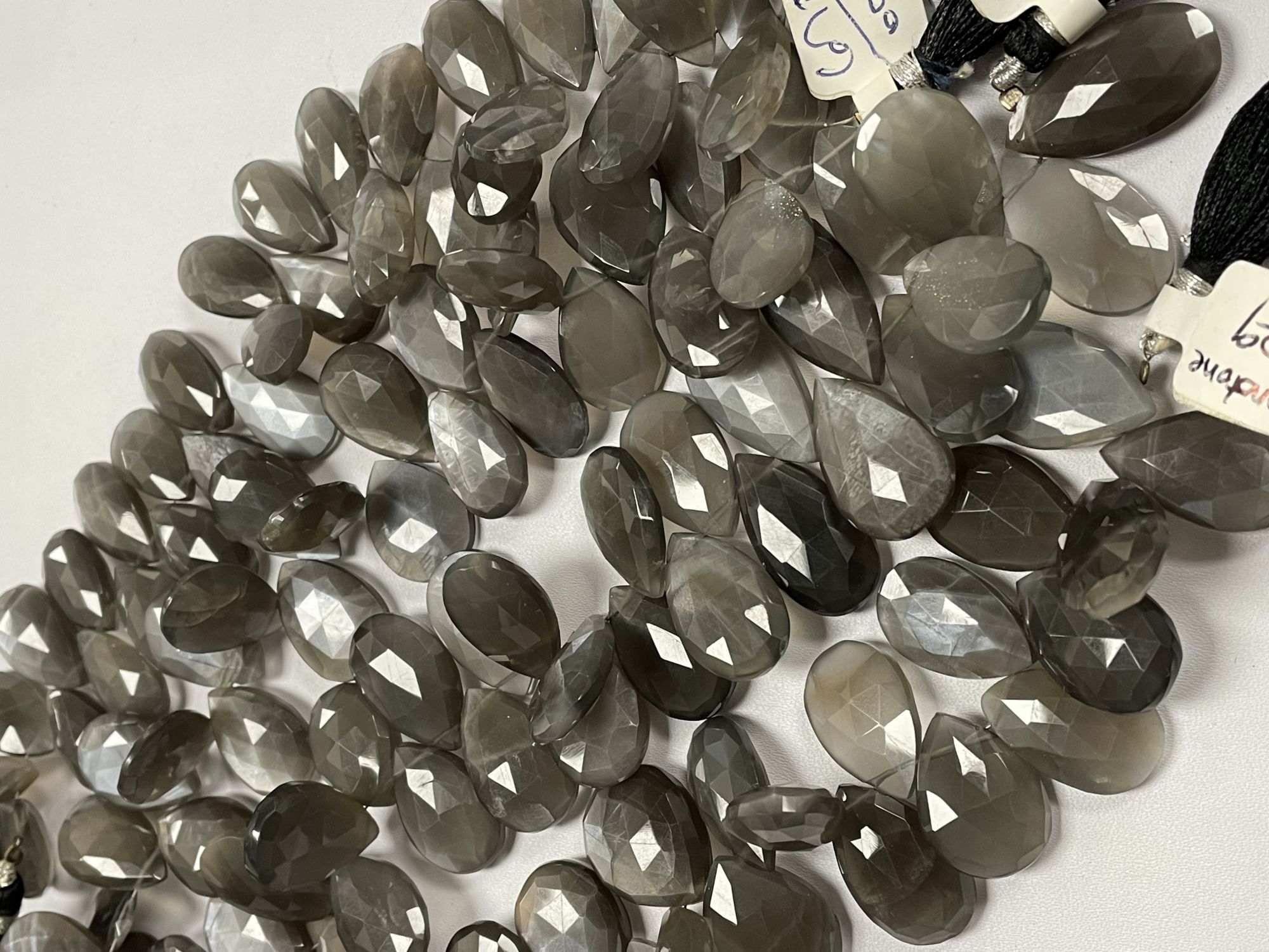 Grey Moonstone Pear Faceted