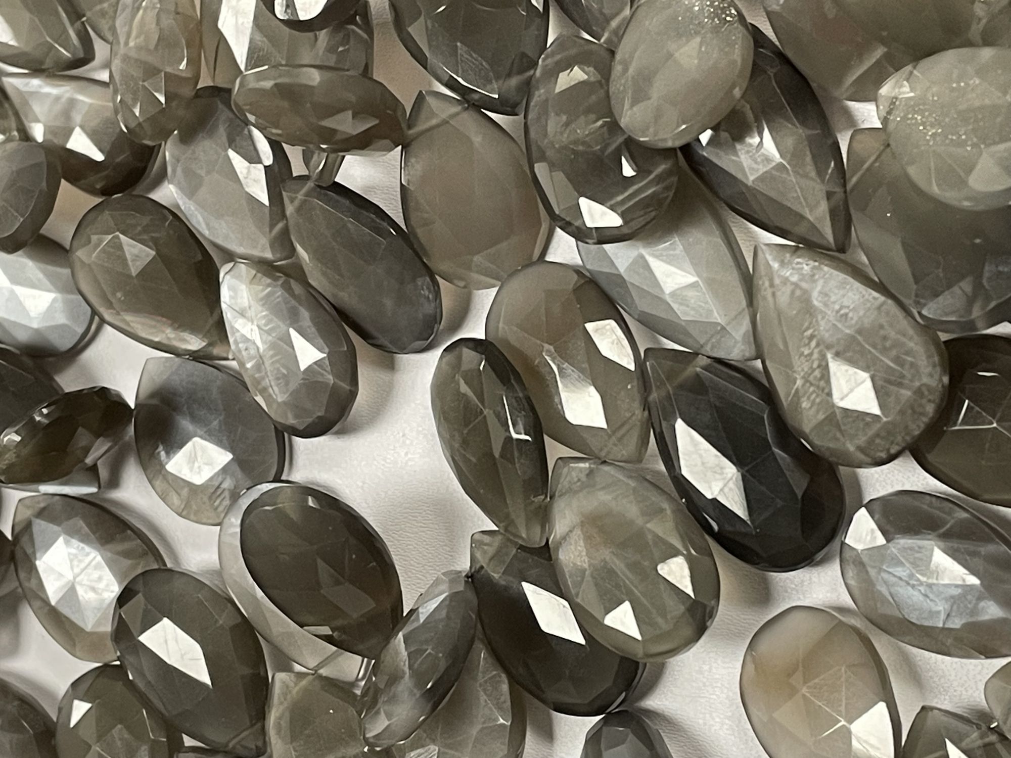 Grey Moonstone Pear Faceted