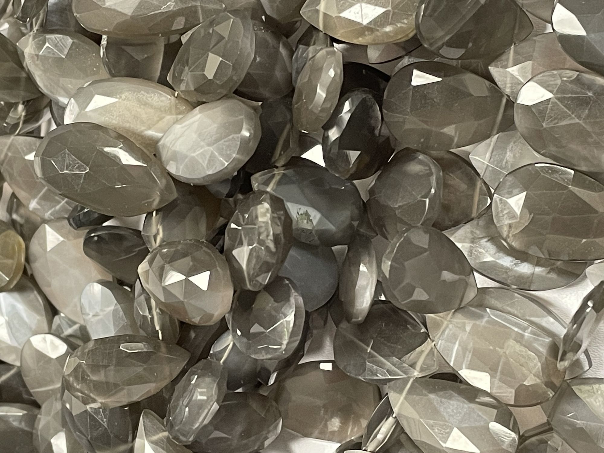 grey Moonstone Pear Faceted