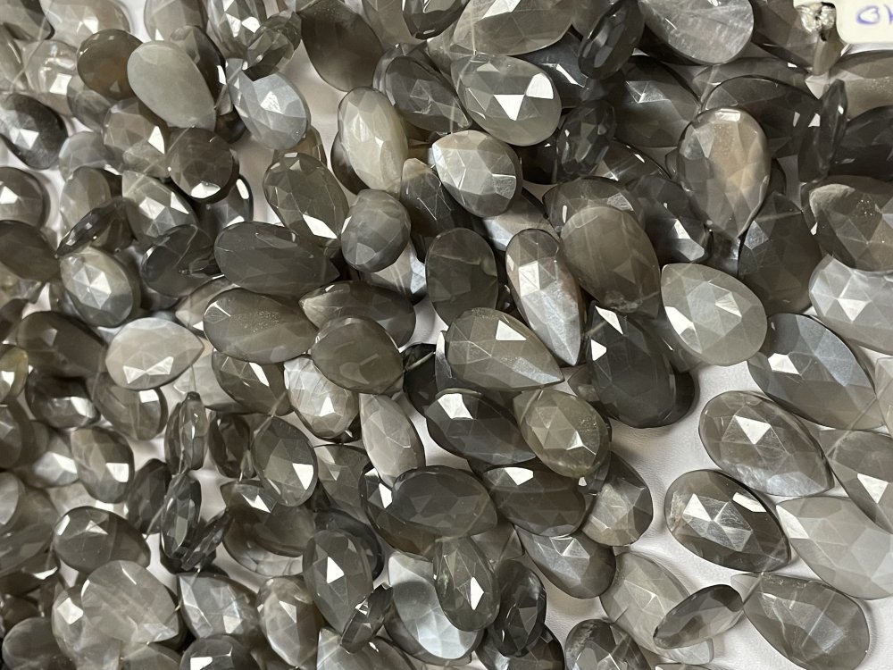 grey Moonstone Pear Faceted
