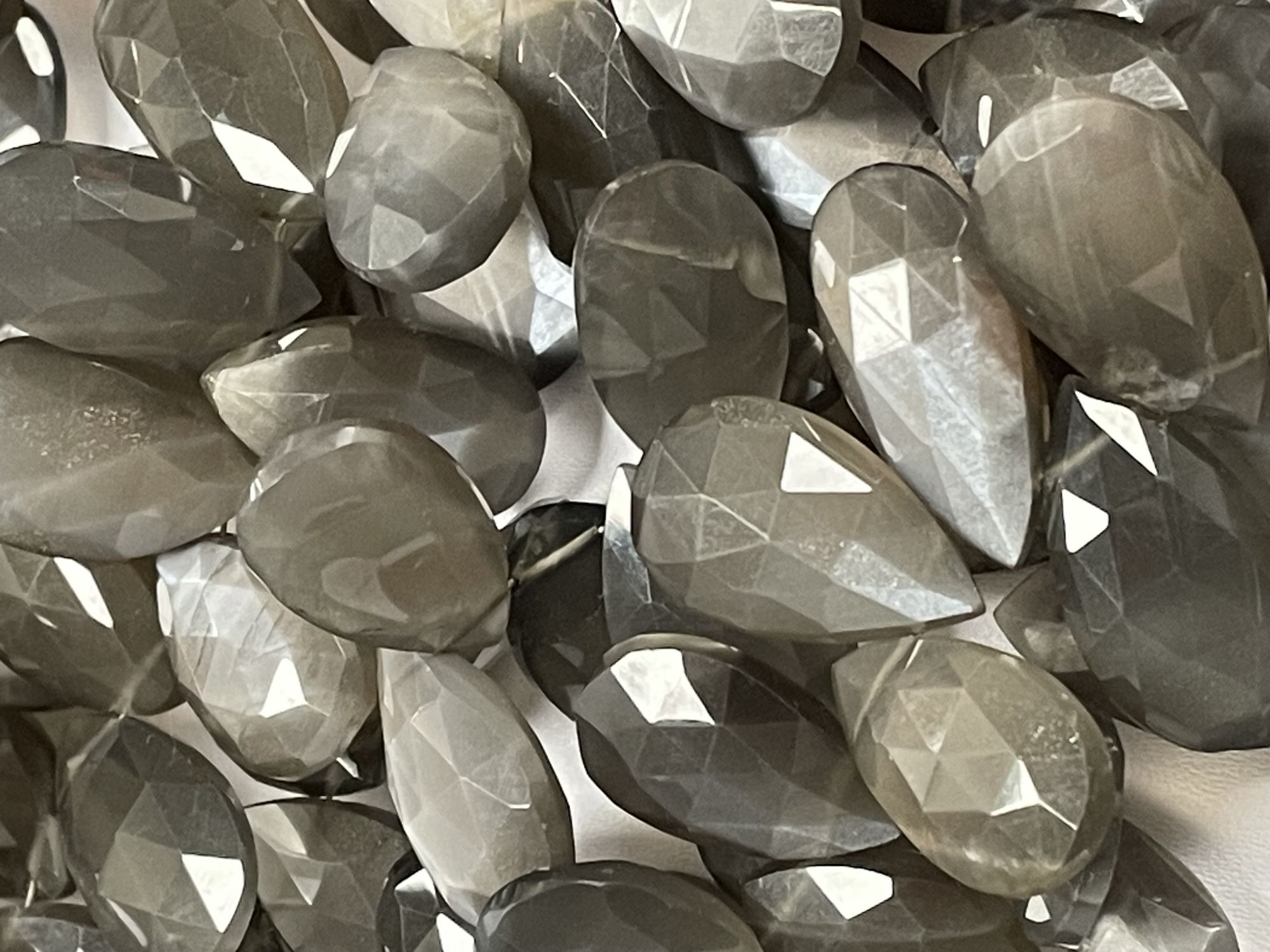 grey Moonstone Pear Faceted