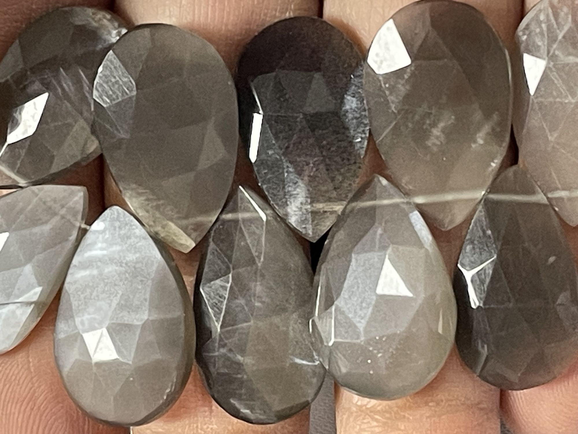 grey Moonstone Pear Faceted