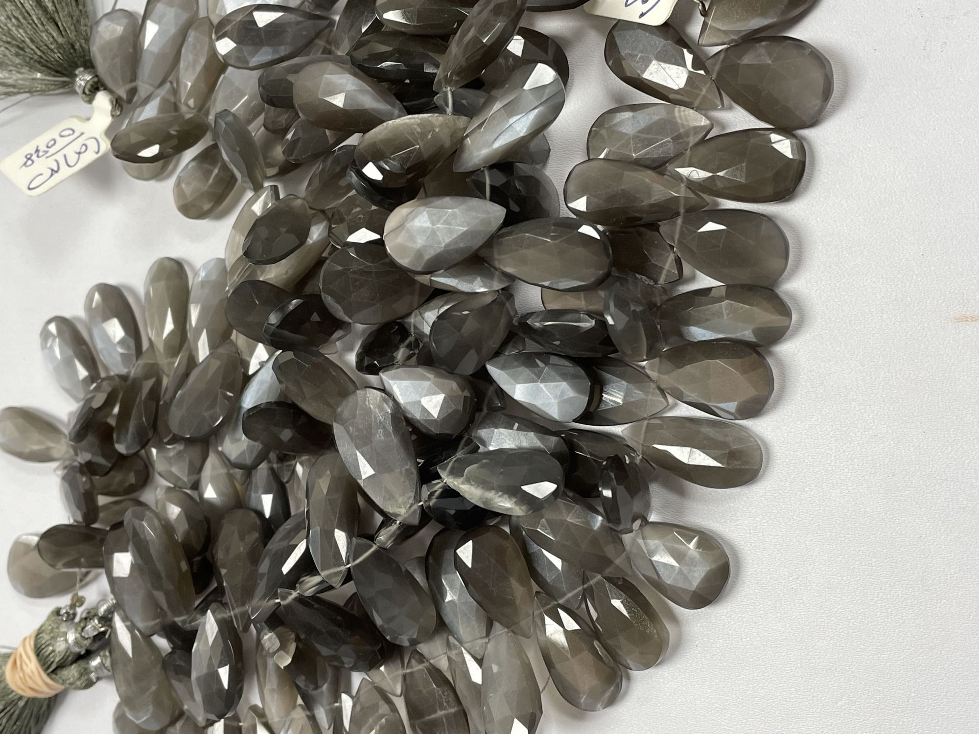 Grey Moonstone Pear Faceted