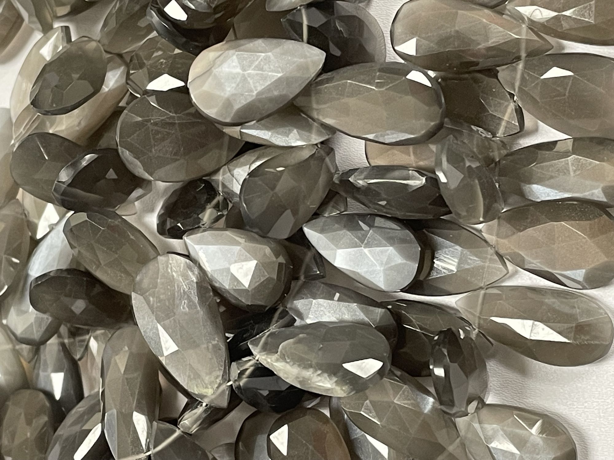 Grey Moonstone Pear Faceted