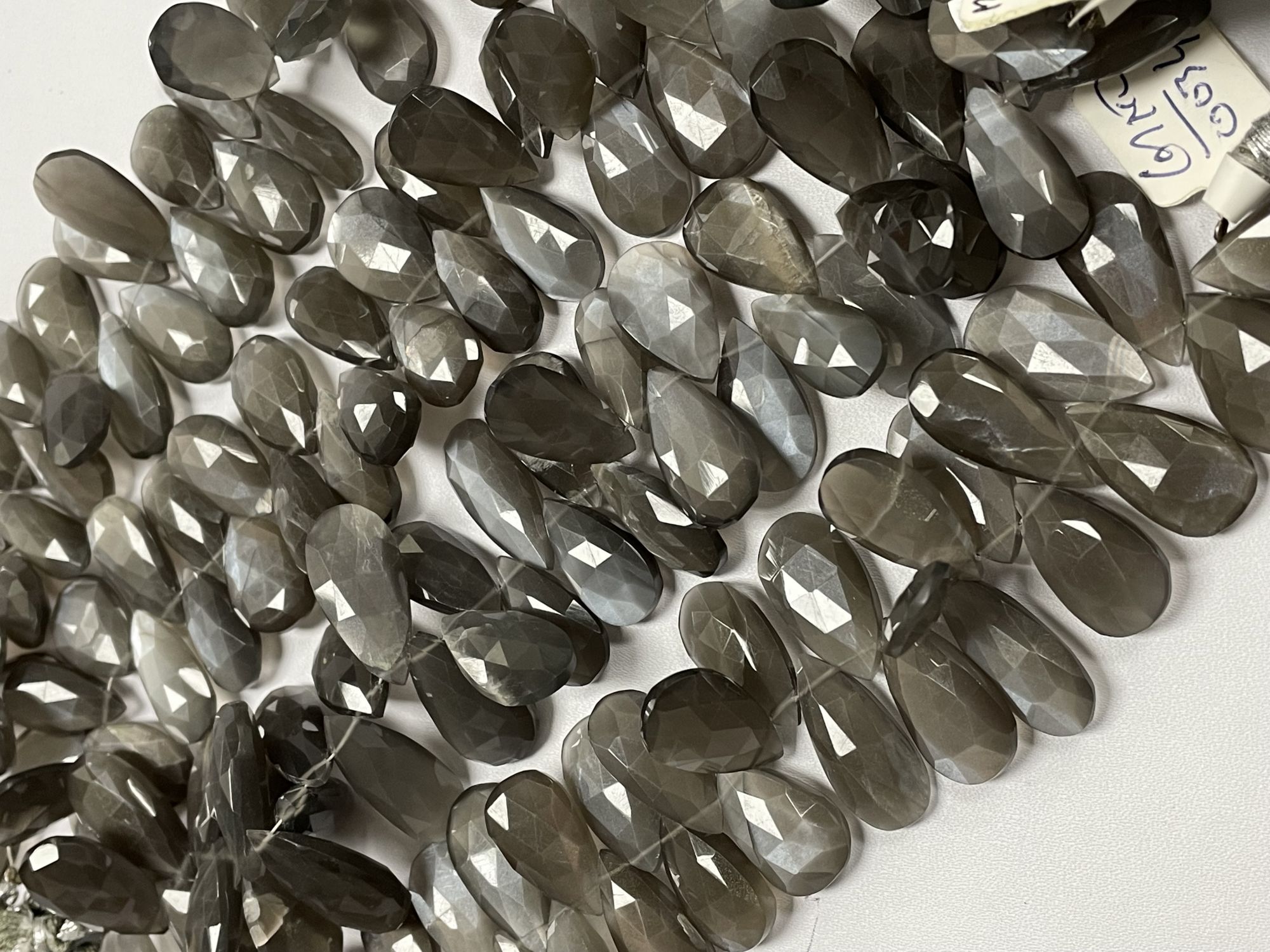 Grey Moonstone Pear Faceted