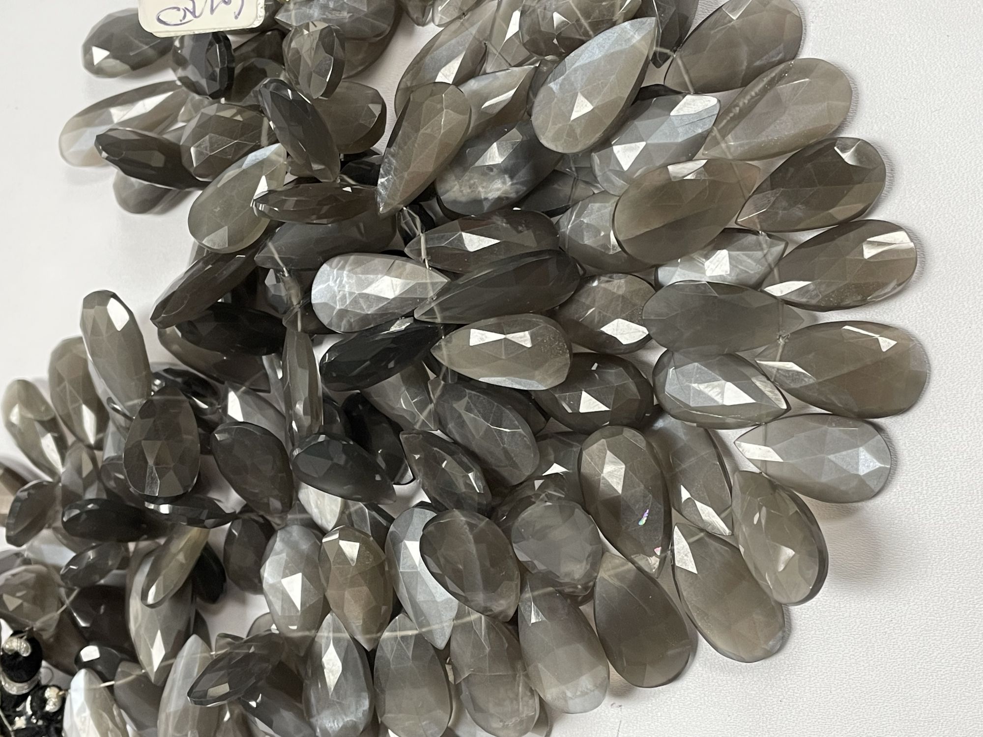Grey Moonstone Pear Faceted