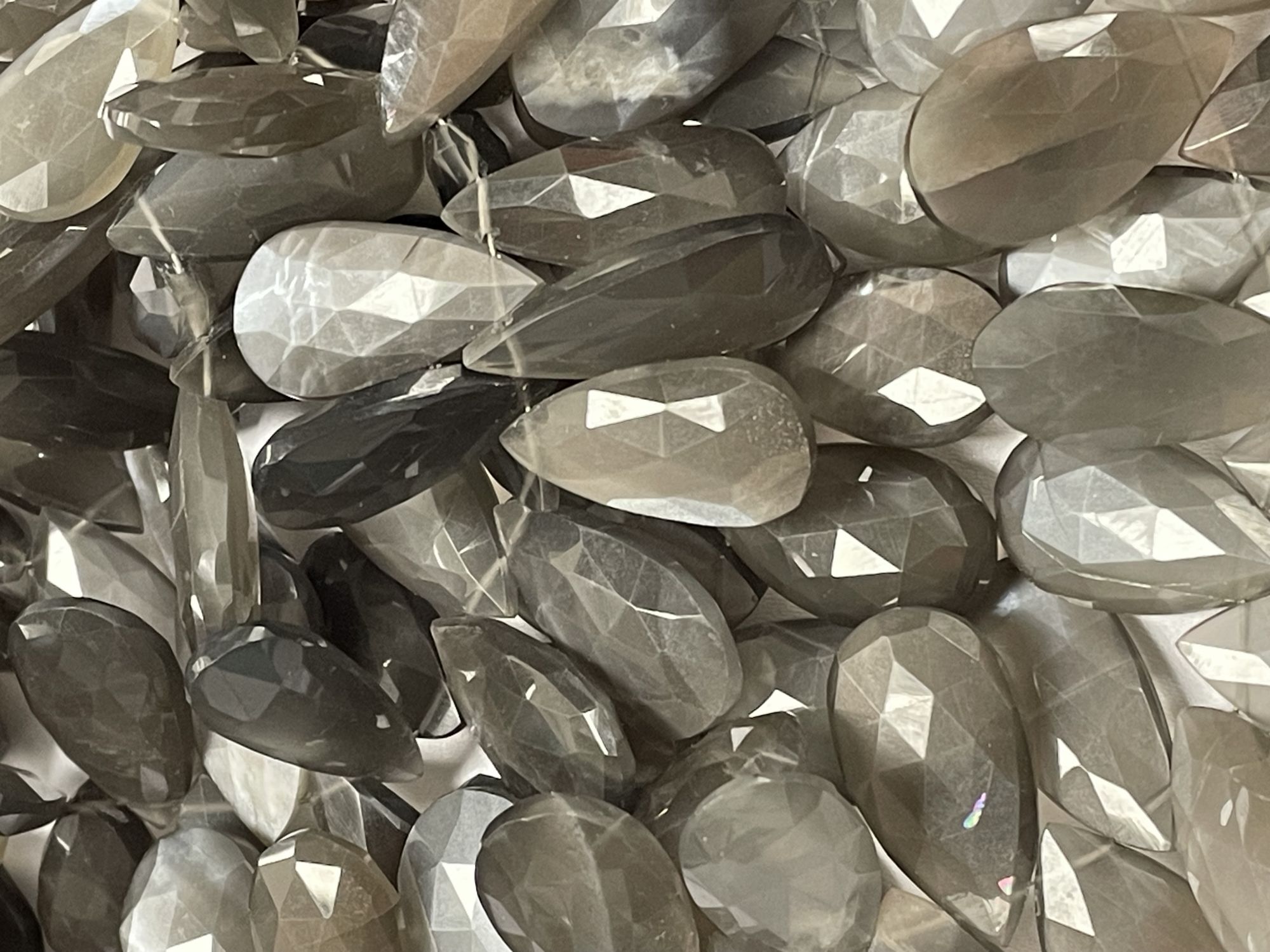 Grey Moonstone Pear Faceted